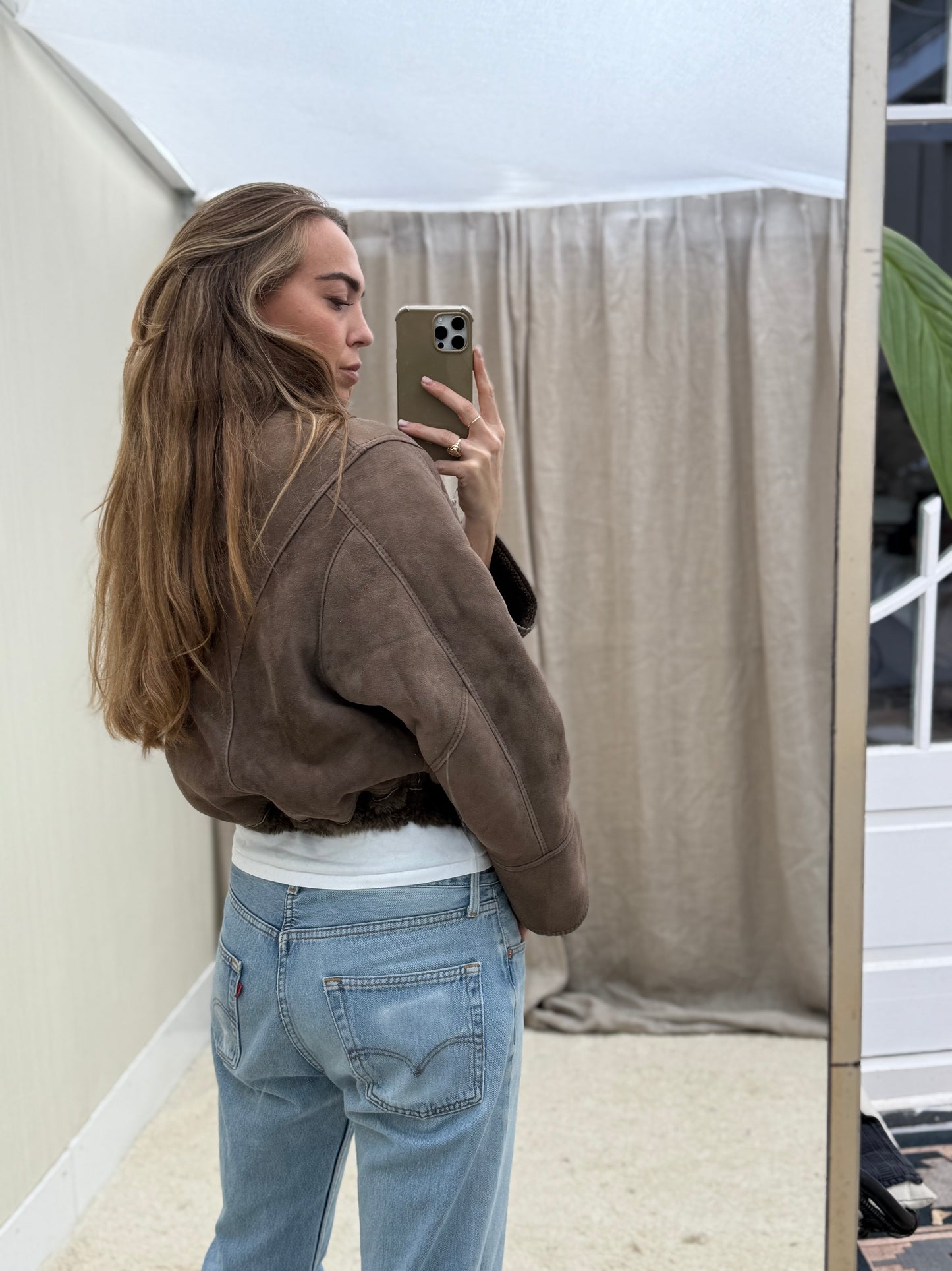 Vintage cropped lammy coat reversible maat S-L