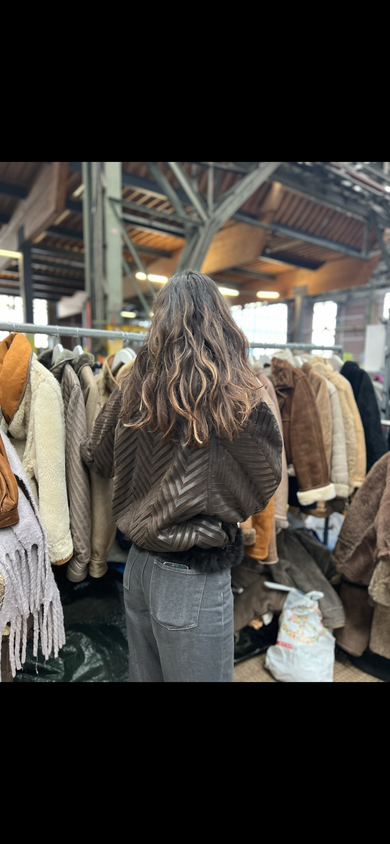 Vintage cropped lammy coat Shearling Patchwork