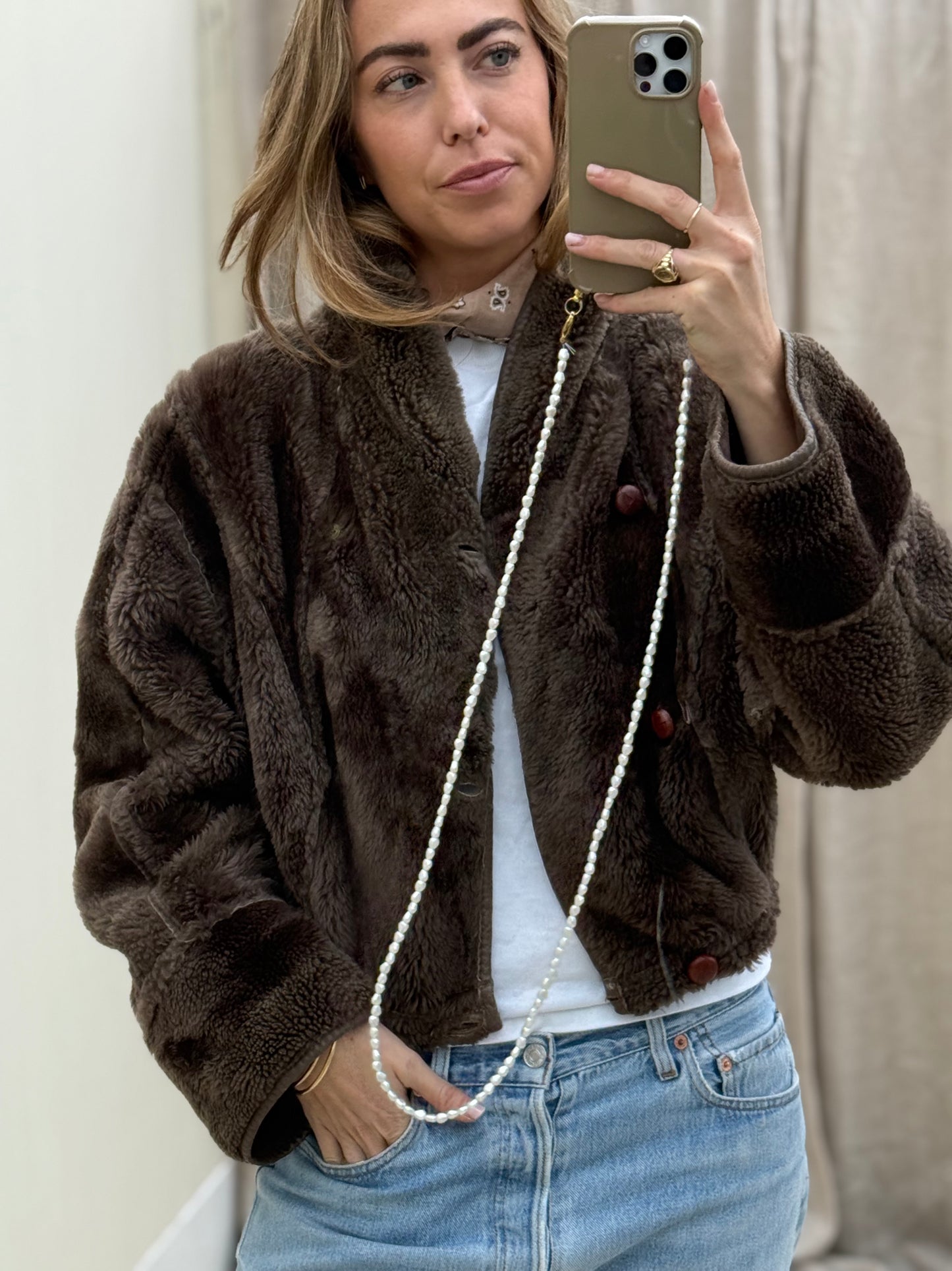 Vintage cropped lammy coat reversible maat S-L