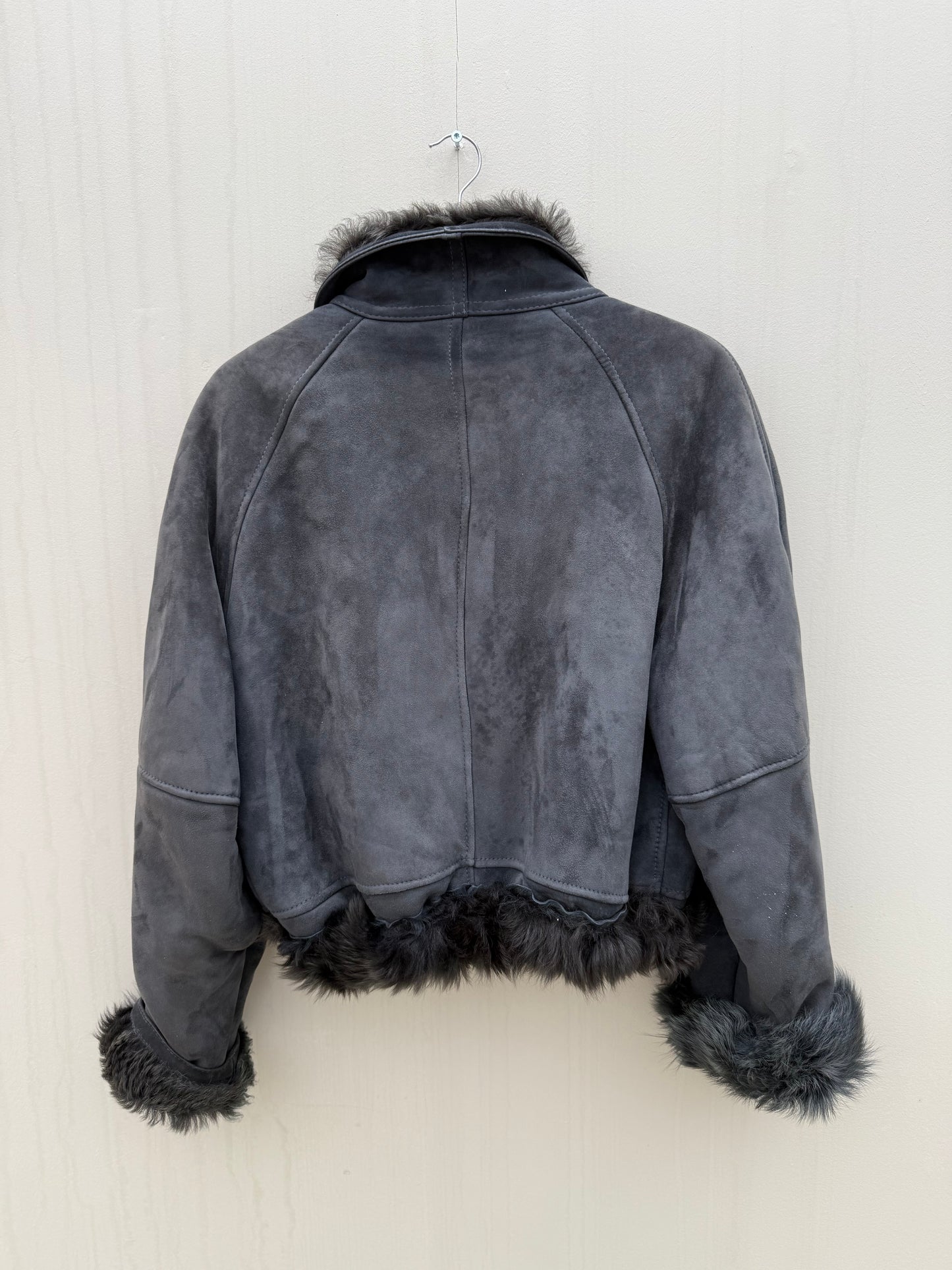 Vintage cropped lammy coat reversible maat M-XL Grijs