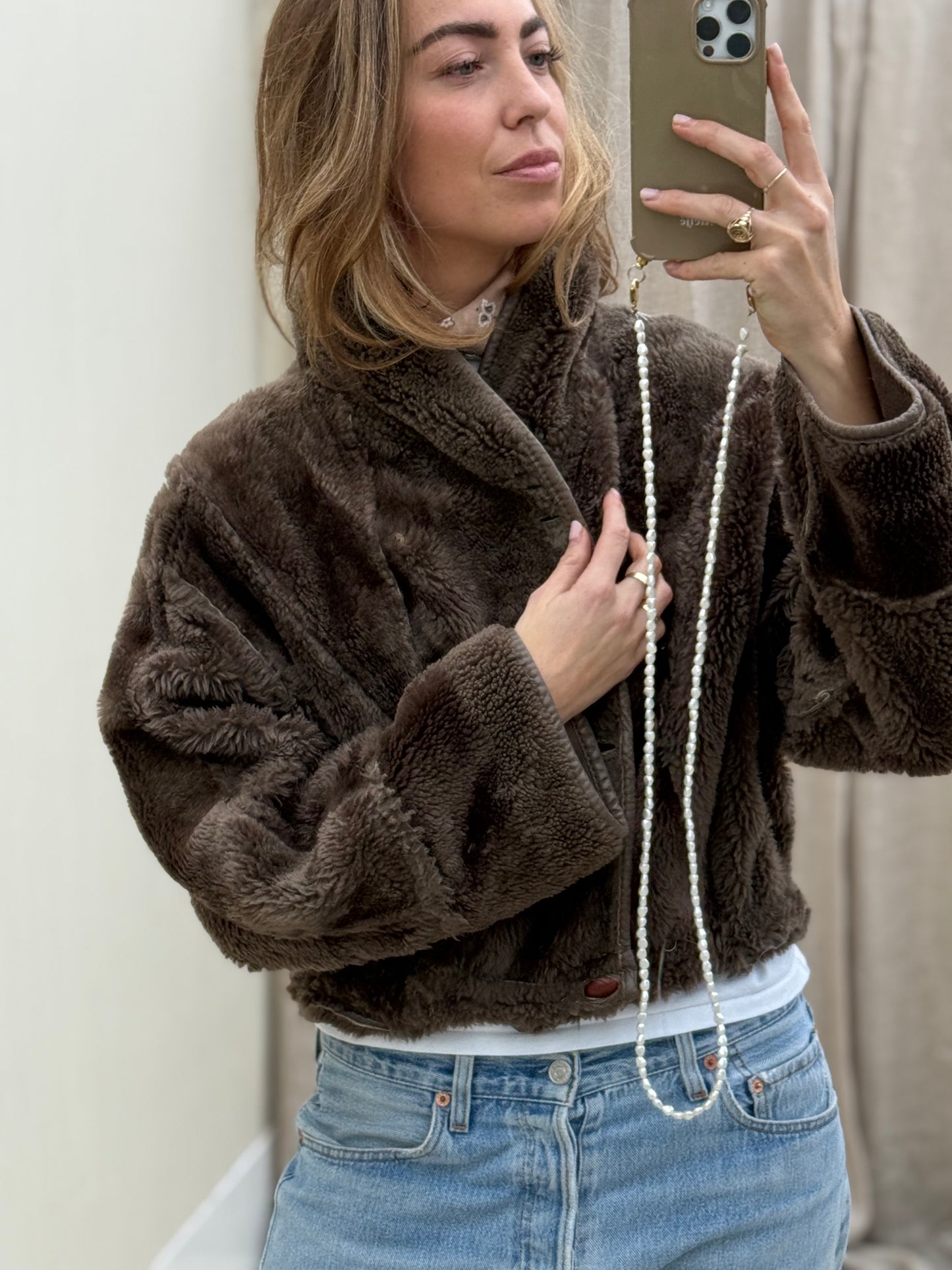 Vintage cropped lammy coat reversible maat S-L