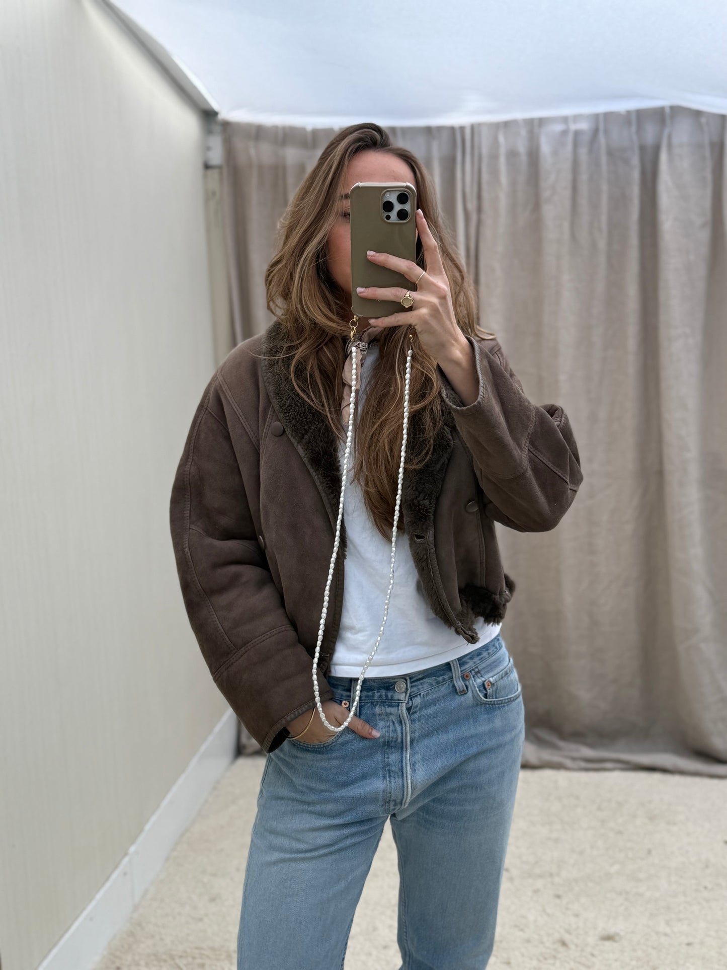 Vintage cropped lammy coat reversible maat S-L