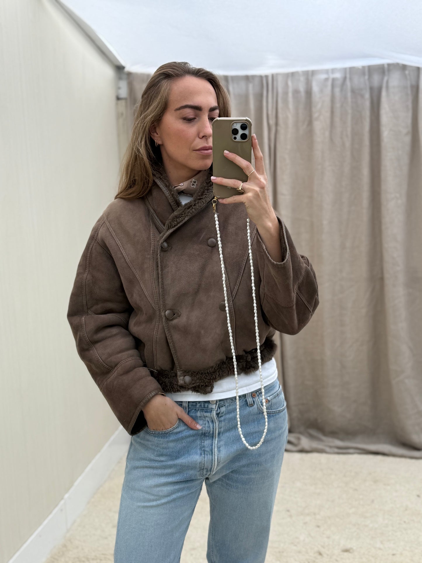 Vintage cropped lammy coat reversible maat S-L