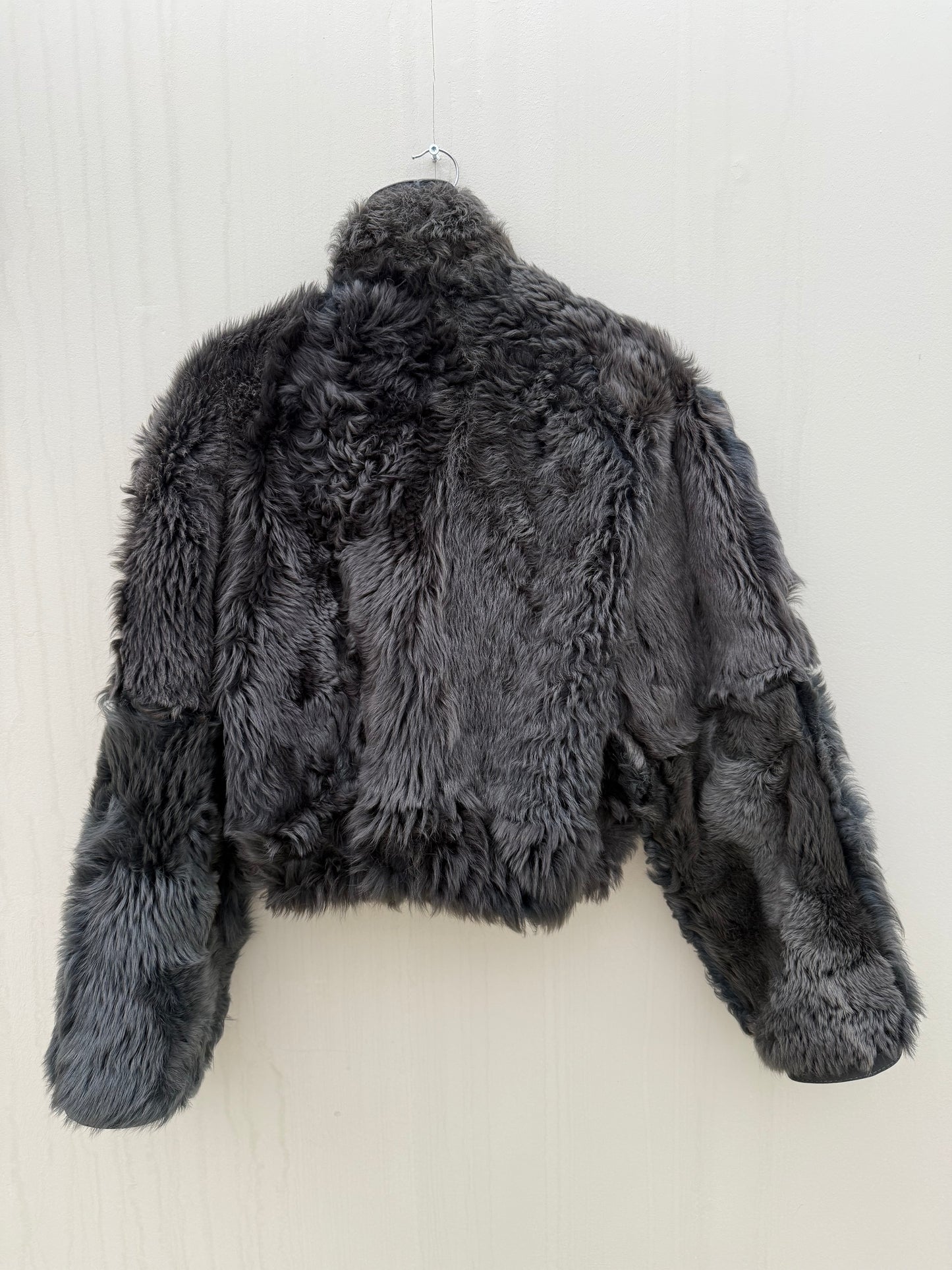 Vintage cropped lammy coat reversible maat M-XL Grijs