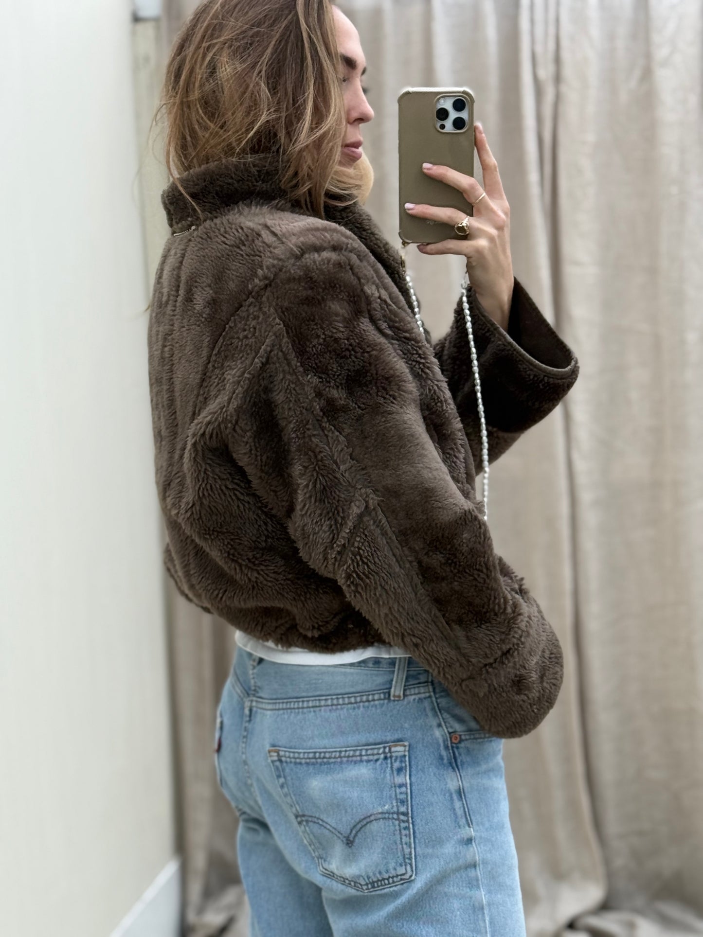 Vintage cropped lammy coat reversible maat S-L