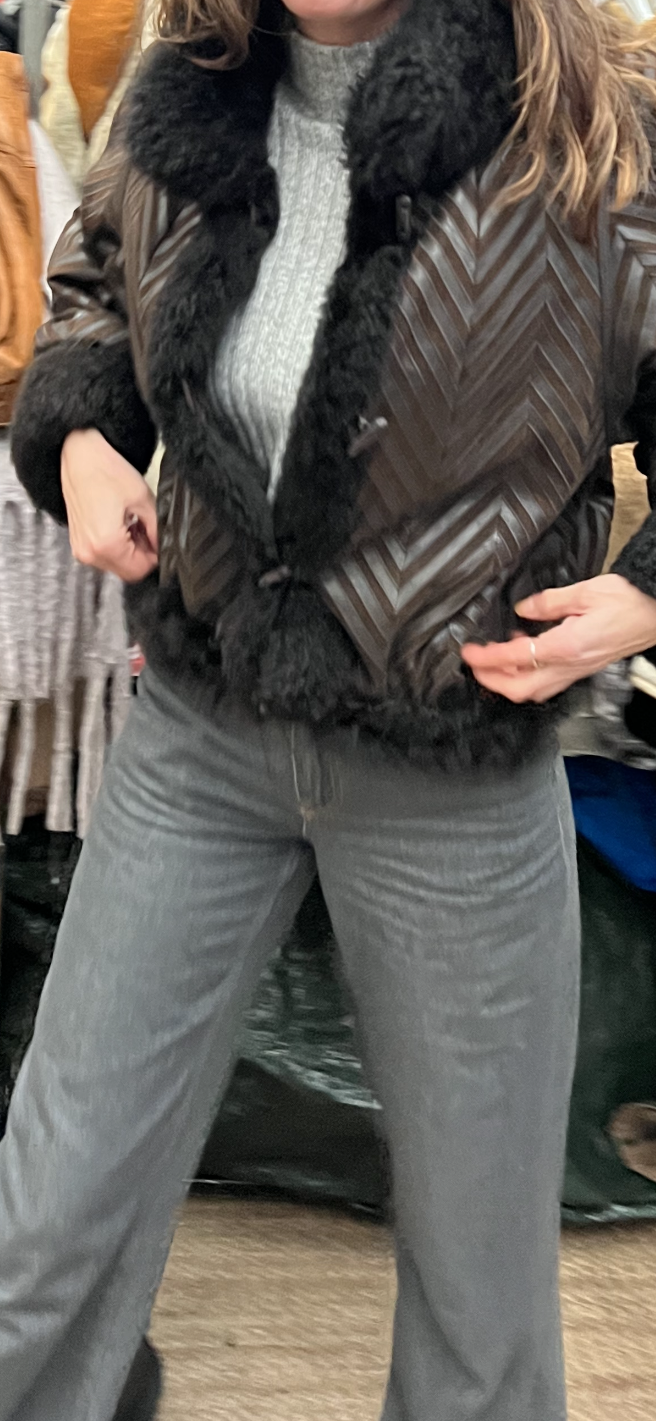 Vintage cropped lammy coat Shearling Patchwork