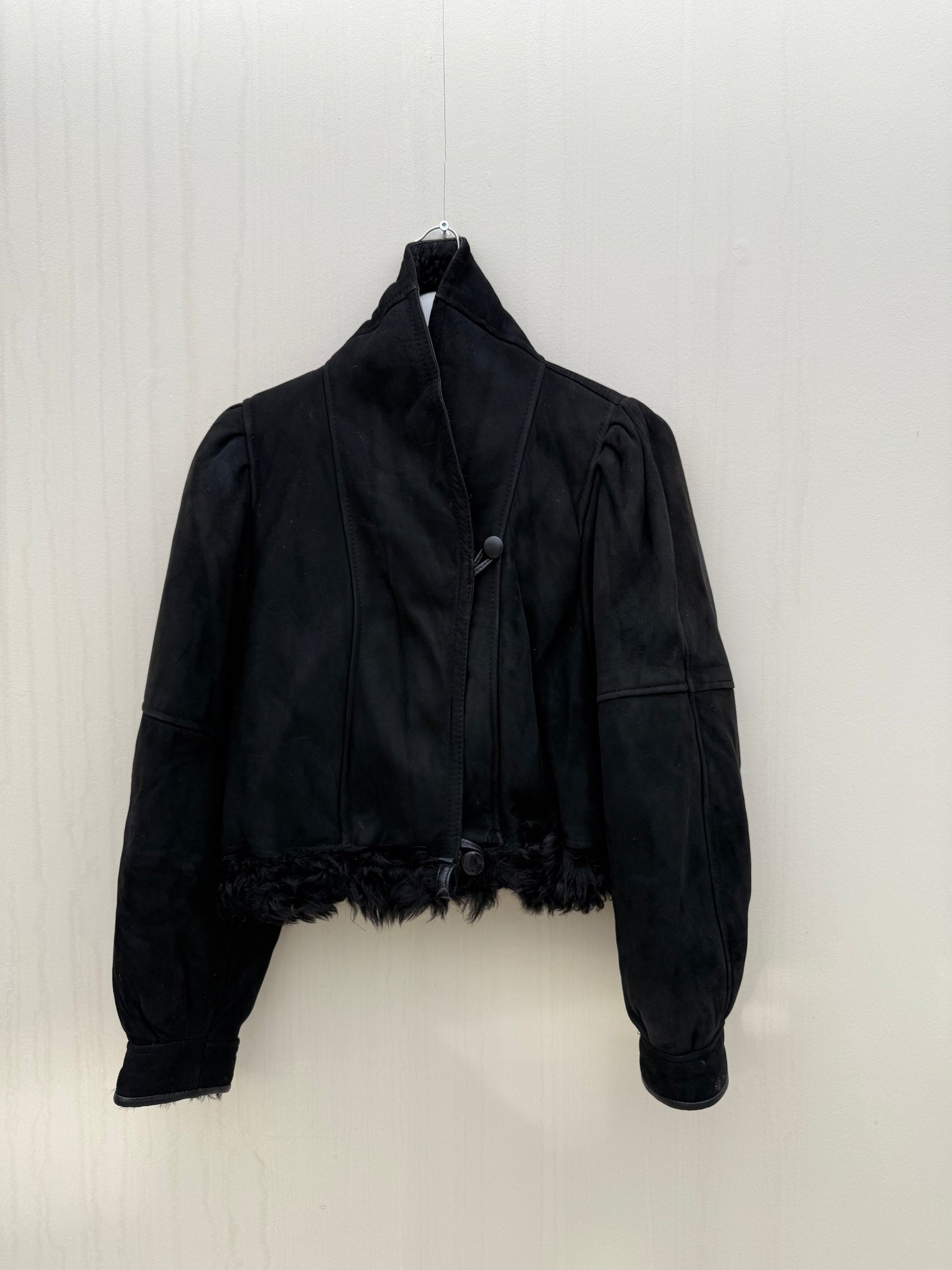 Vintage cropped lammy zwart reversible maat S/M