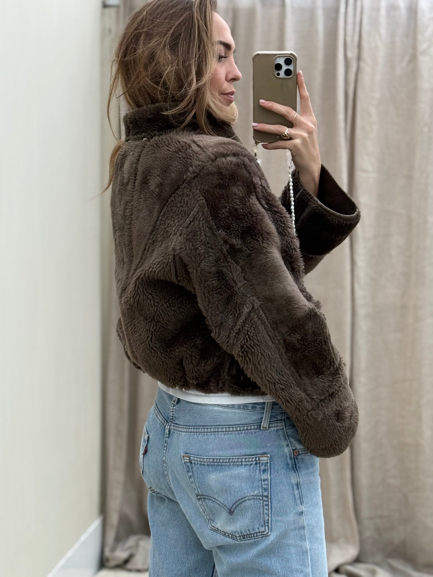 Vintage cropped lammy coat reversible maat S-L