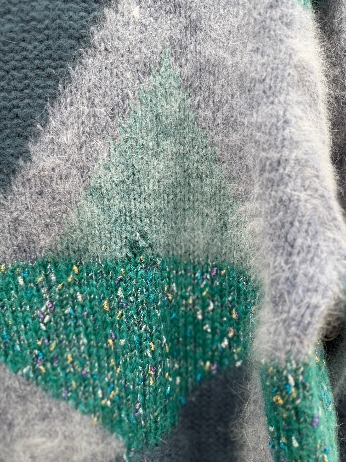 Vintage cardigan Turquoise handgemaakt one size gebreid knit
