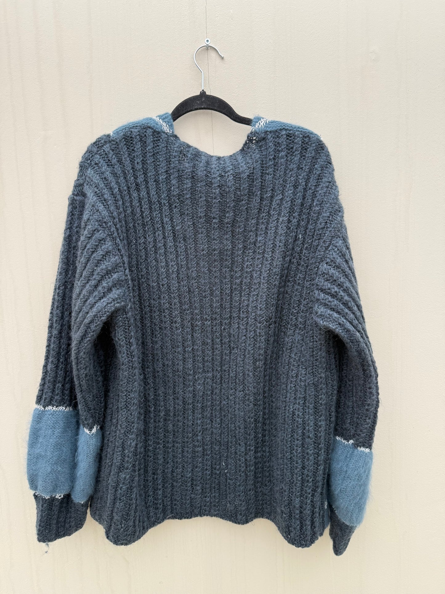 Vintage vest one size gebreid blauw turquoise