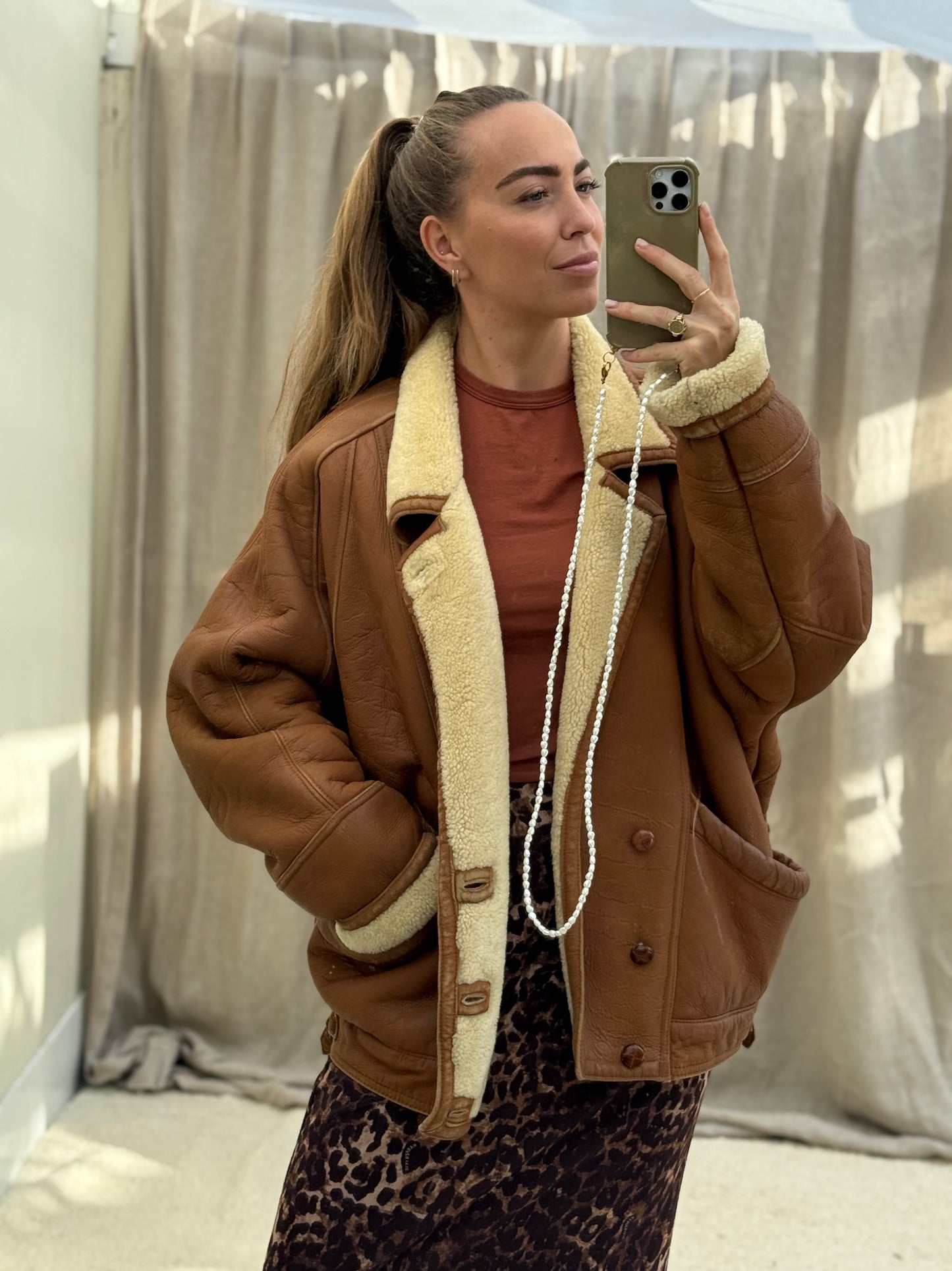 Vintage shearling lammy coat unisex maat 52 XL