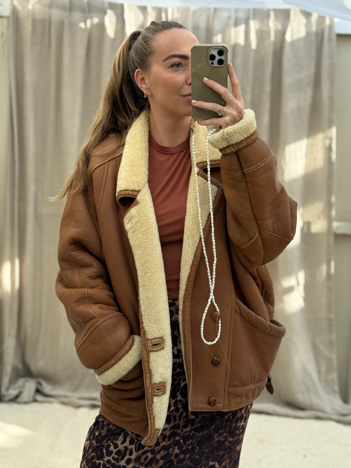Vintage shearling lammy coat unisex maat 52 XL