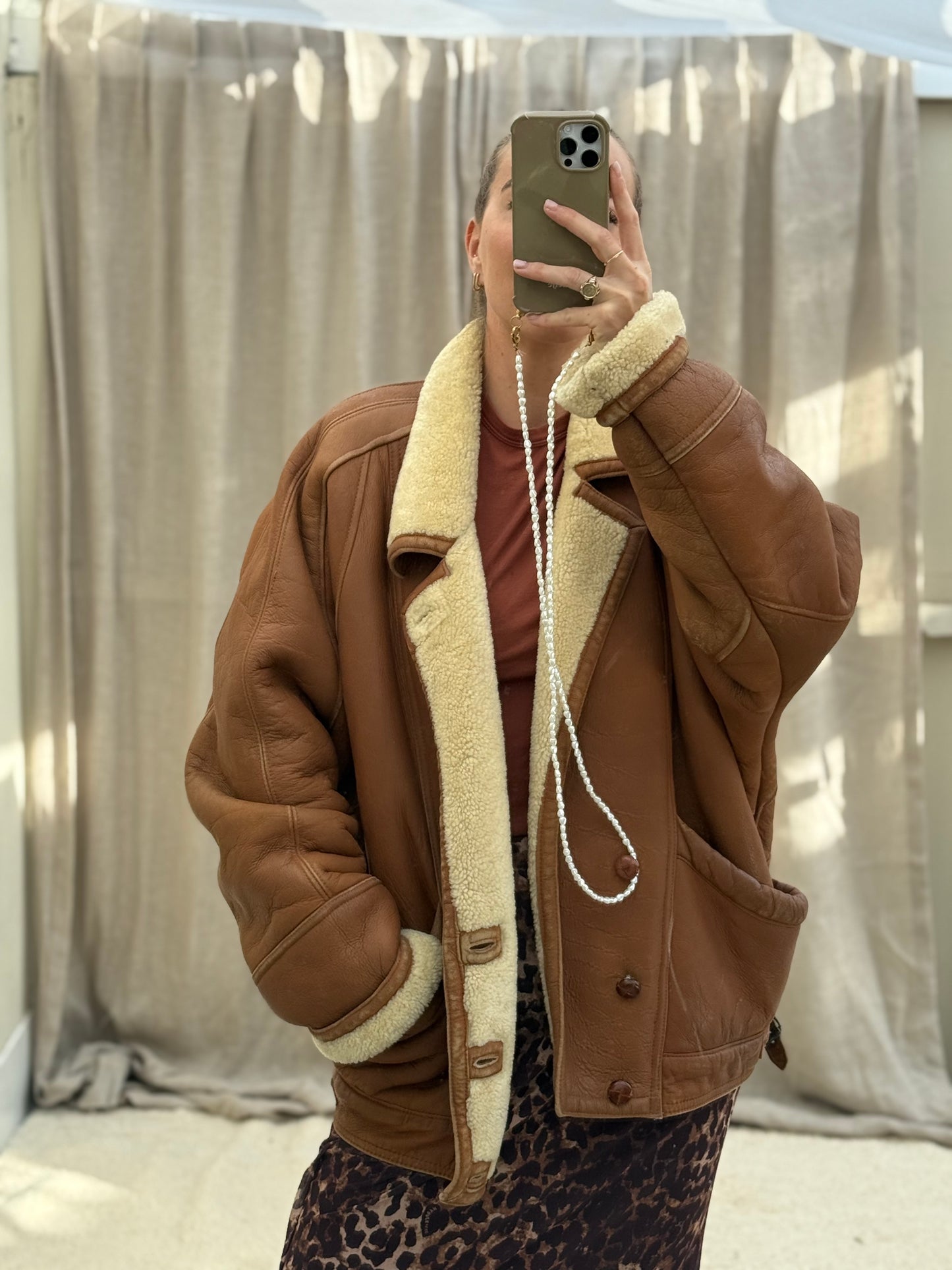 Vintage shearling lammy coat unisex maat 52 XL