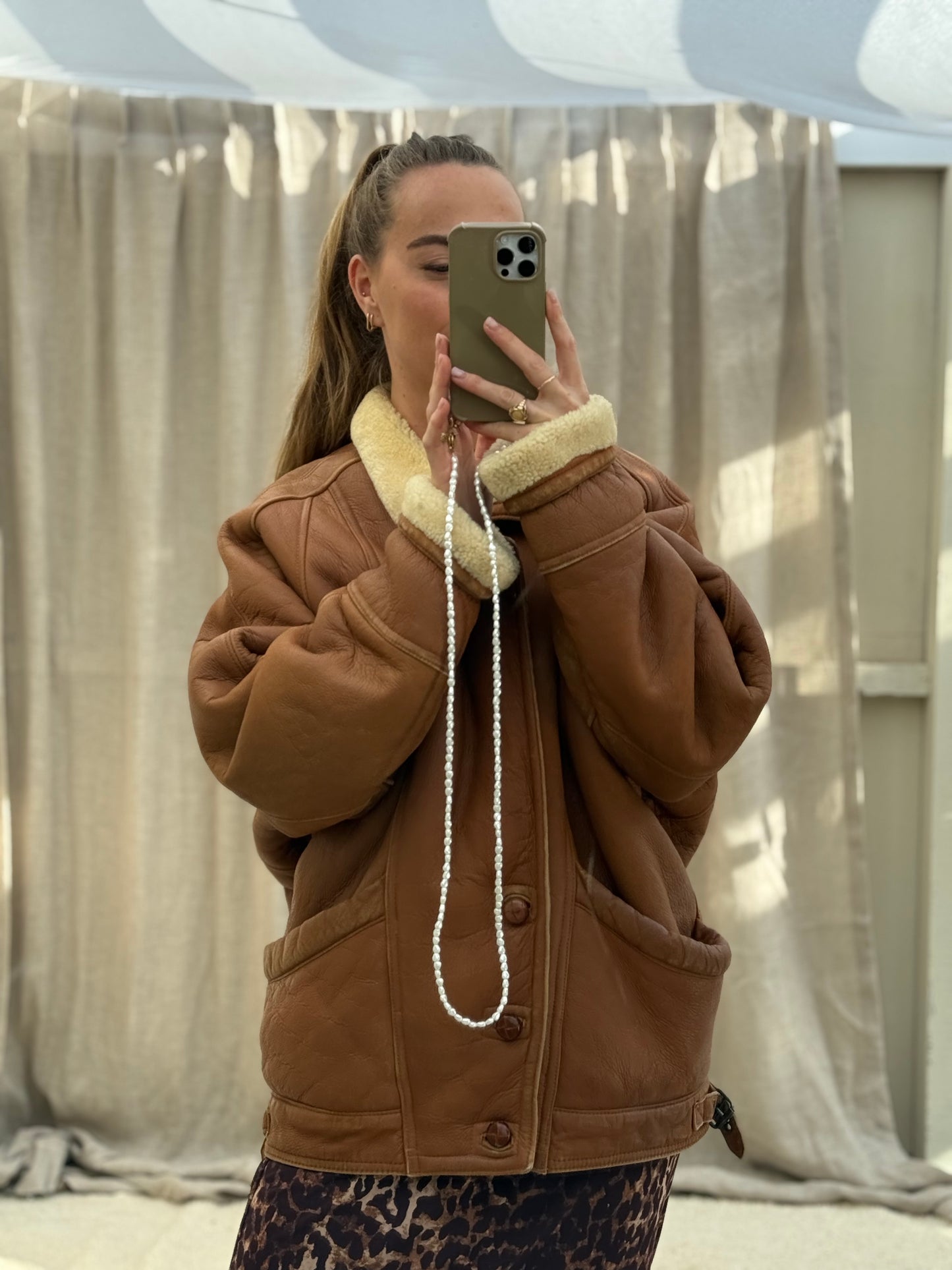 Vintage shearling lammy coat unisex maat 52 XL