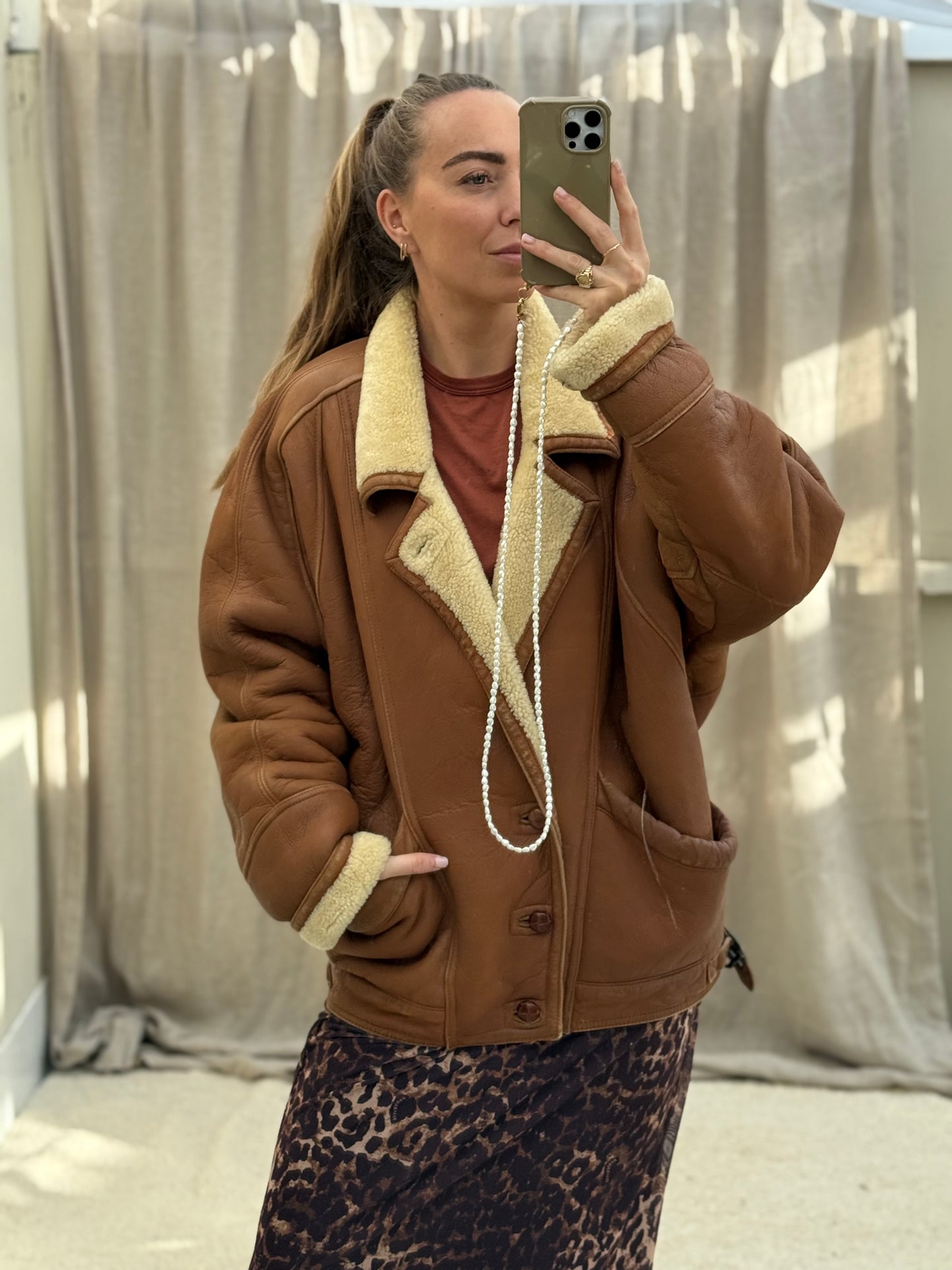 Vintage shearling lammy coat unisex maat 52 XL