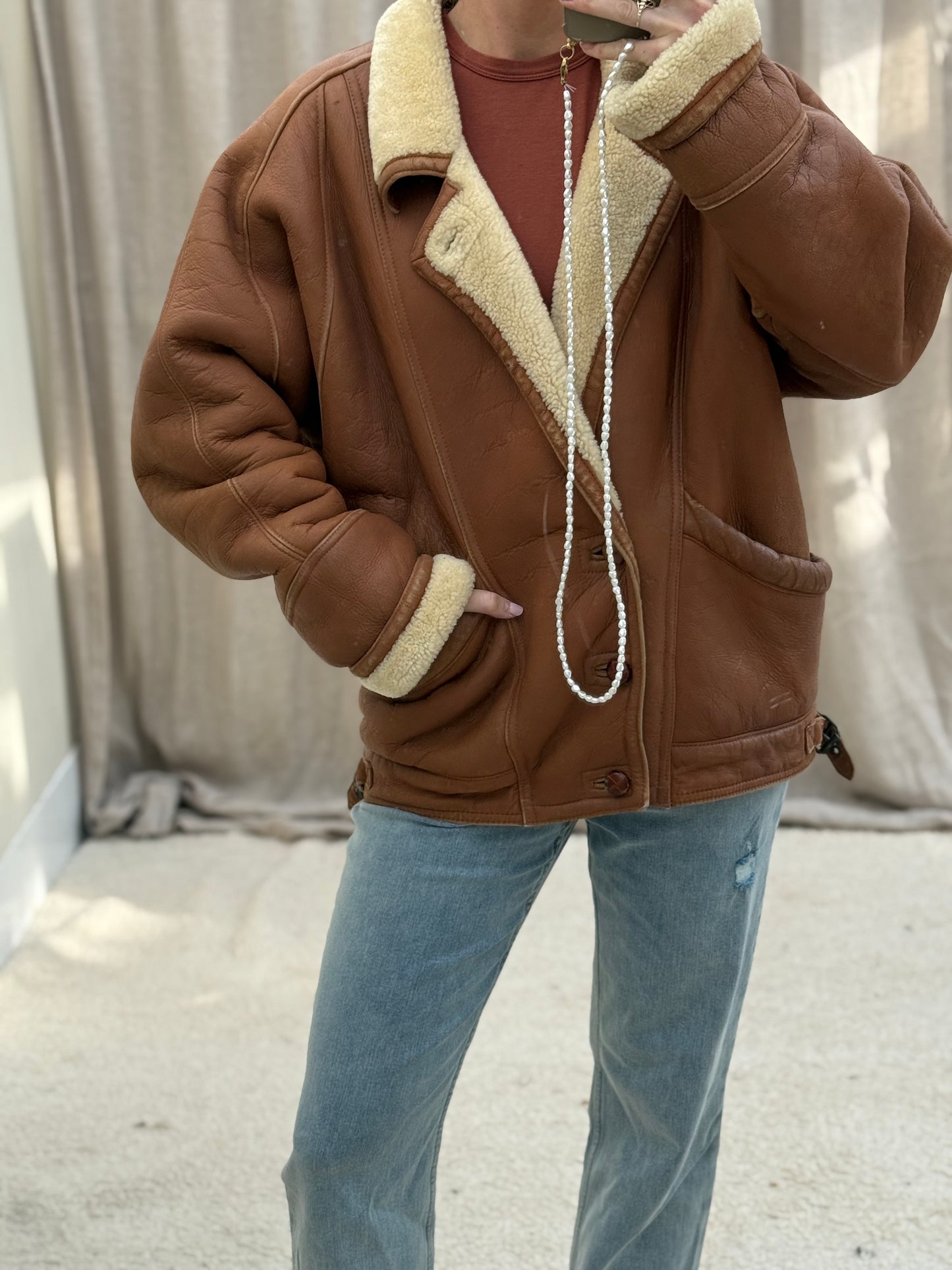 Vintage shearling lammy coat unisex maat 52 XL