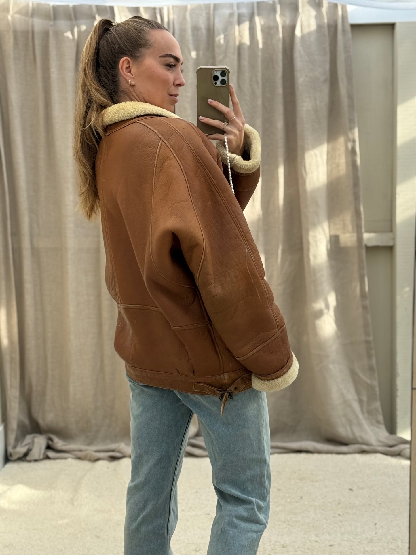 Vintage shearling lammy coat unisex maat 52 XL