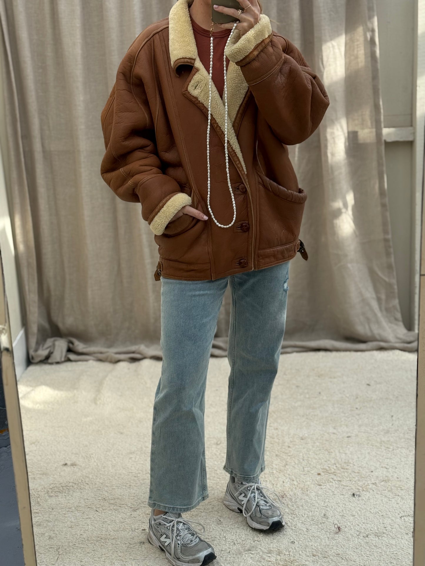 Vintage shearling lammy coat unisex maat 52 XL