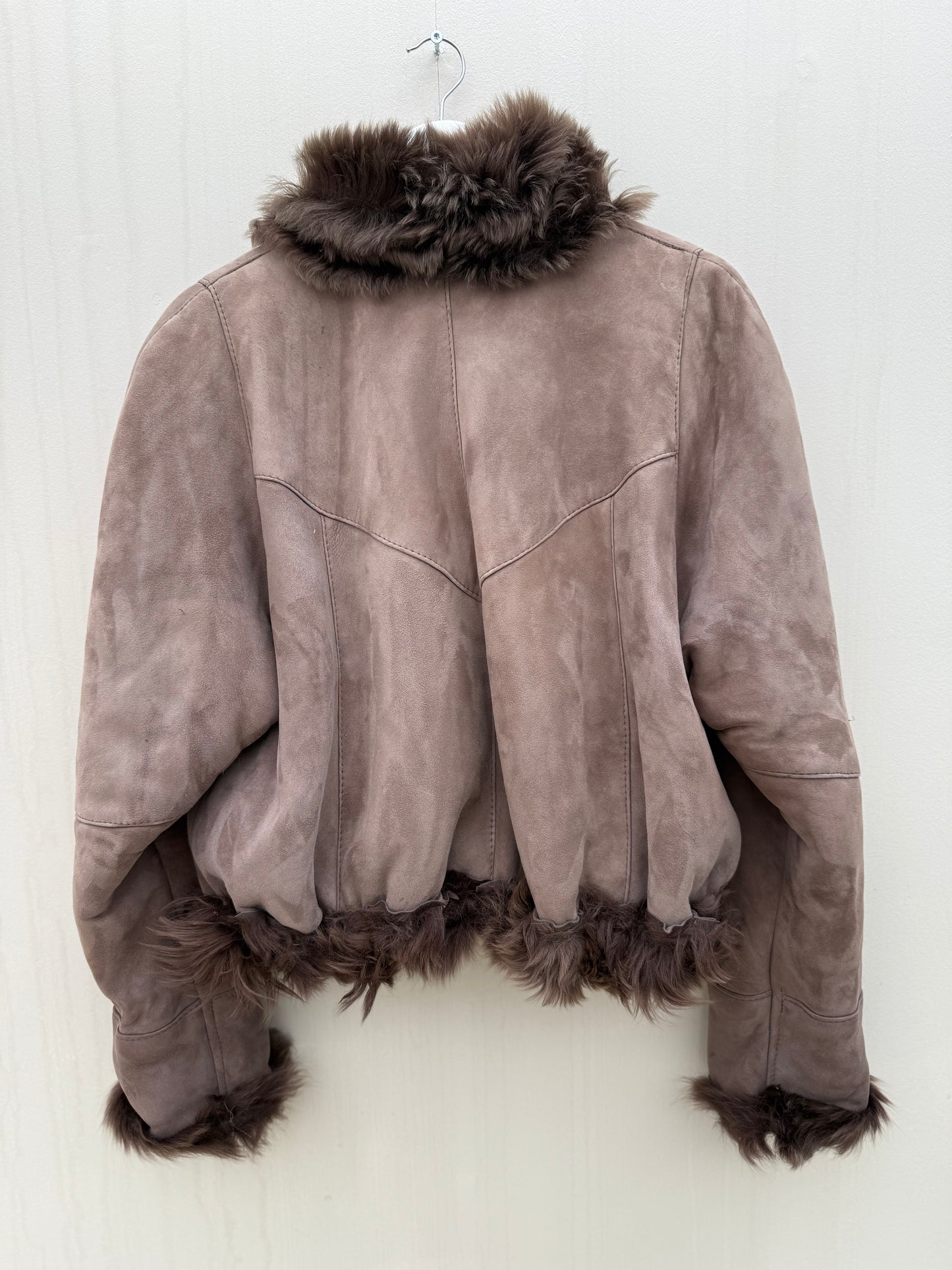 Vintage cropped lammy reversible maat M-XL taupe