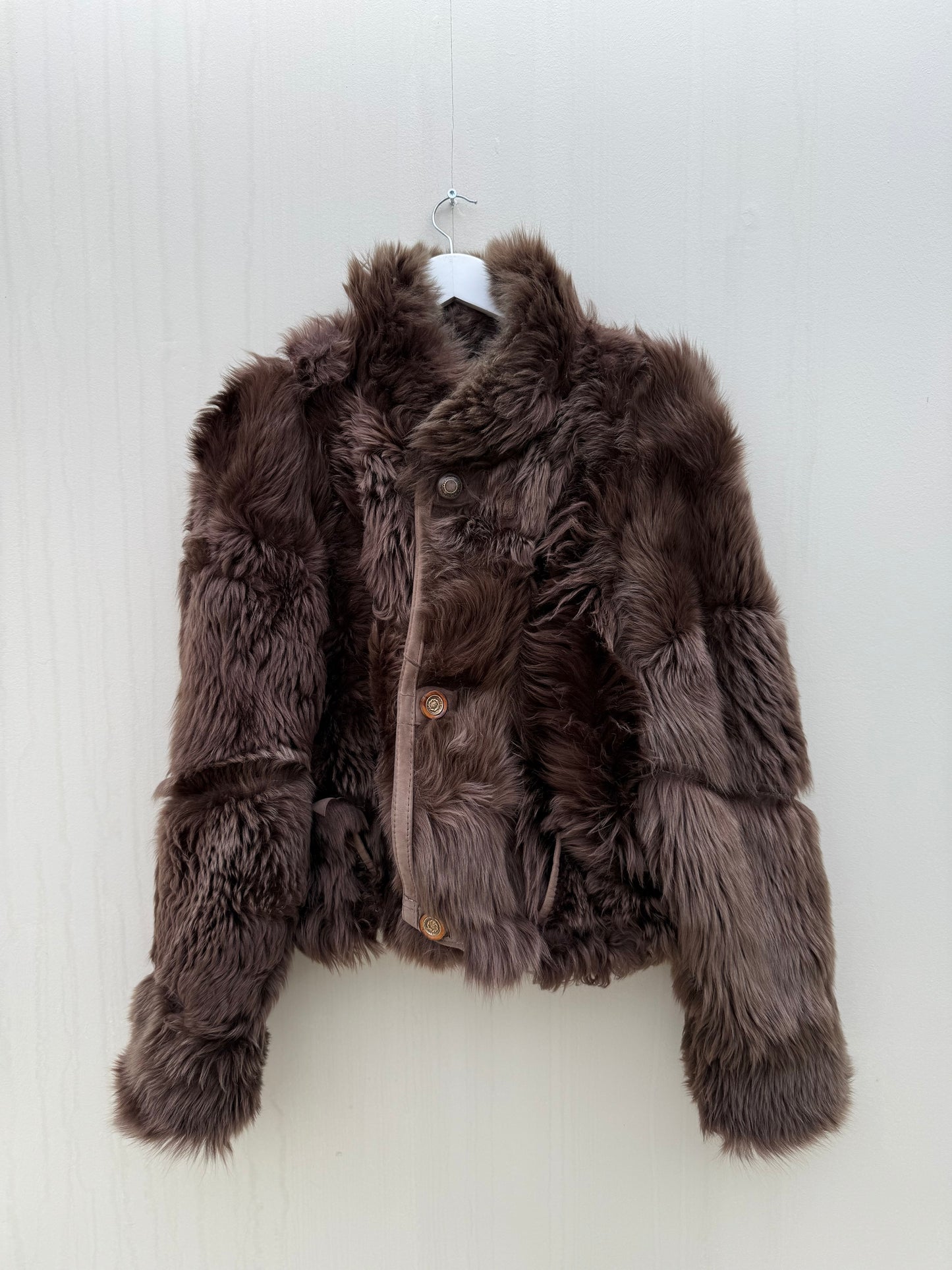 Vintage cropped lammy reversible maat M-XL taupe