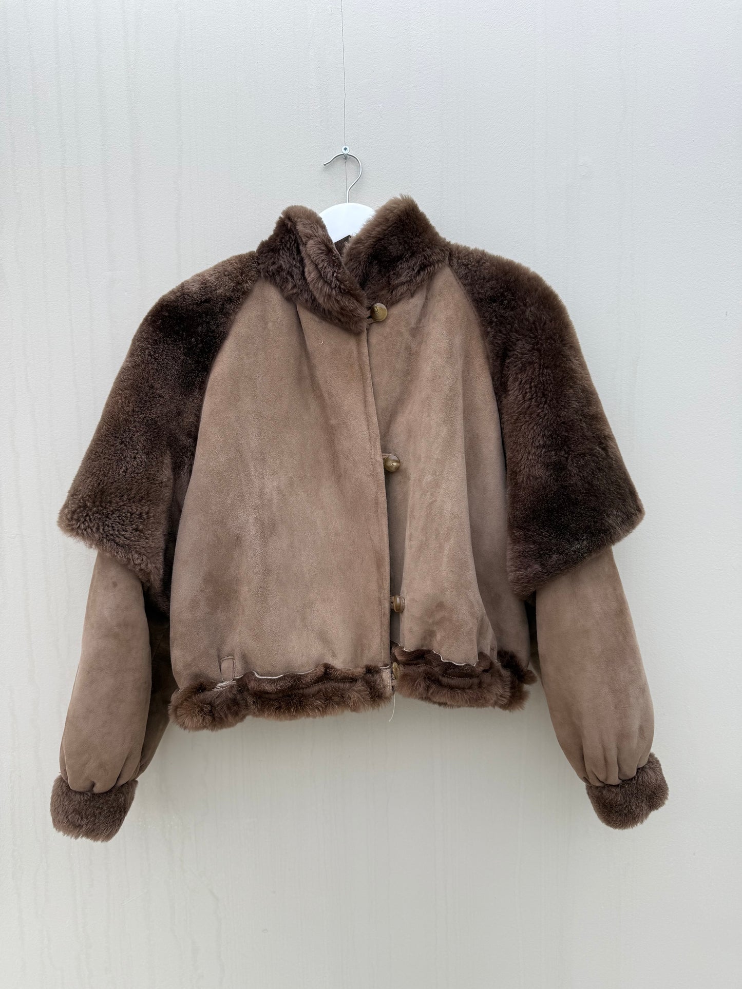 Vintage cropped lammy coat maat taupe