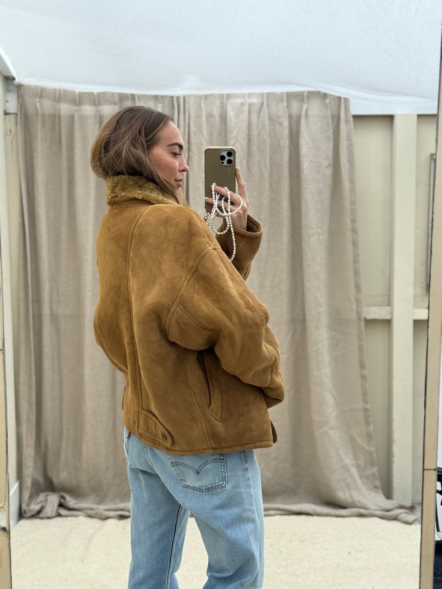 Vintage shearling lammy coat Camel 54/XL