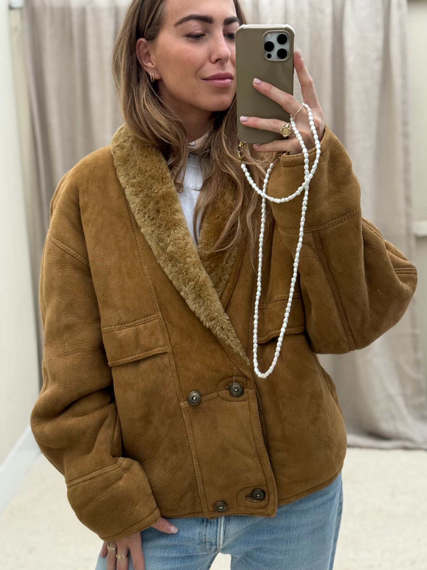 Vintage shearling lammy coat Camel 54/XL