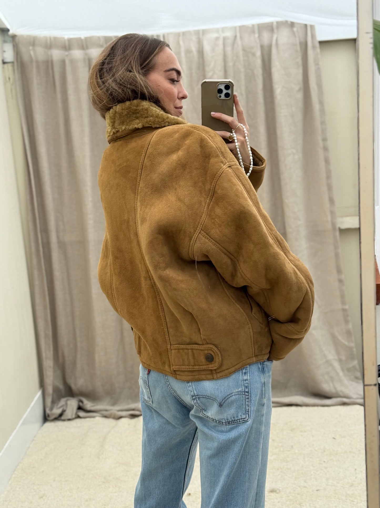Vintage shearling lammy coat Camel 54/XL