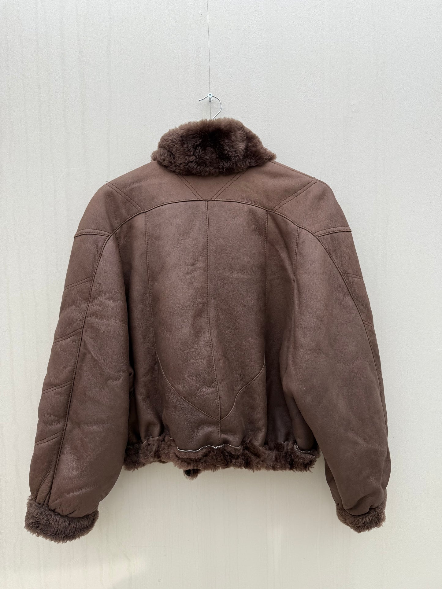 Vintage cropped lammy coat donkerbruin reversible