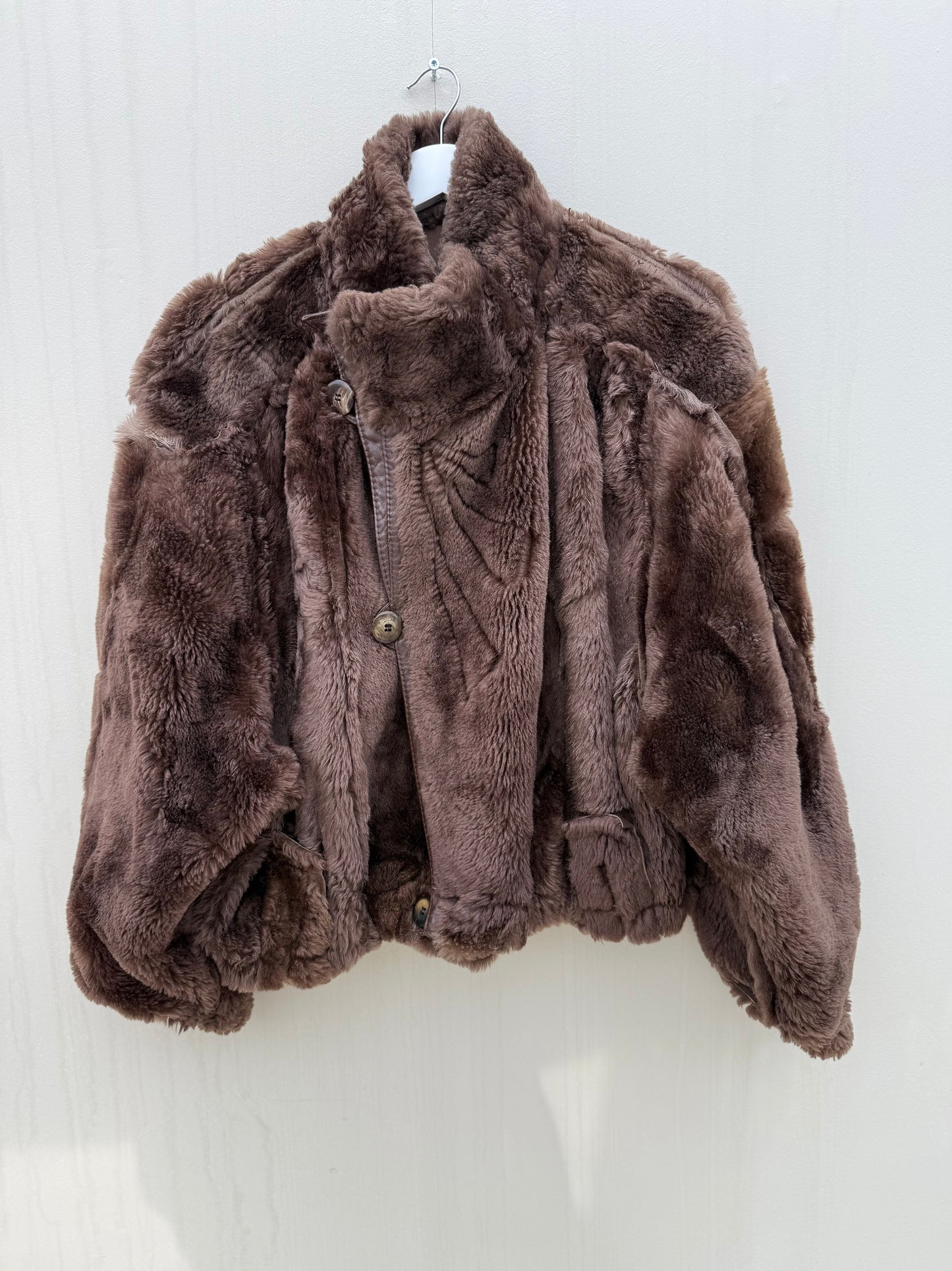 Vintage cropped lammy coat donkerbruin reversible