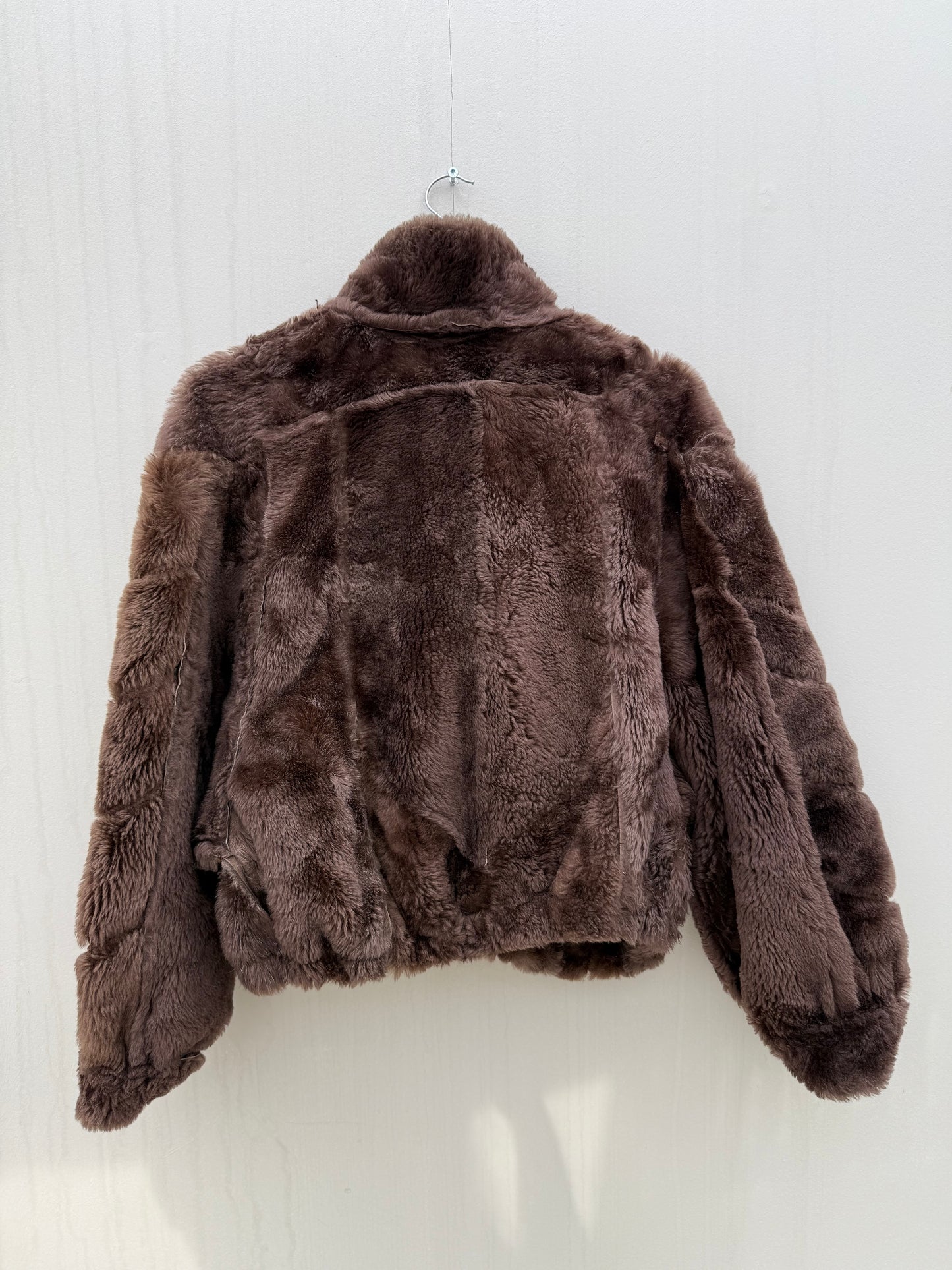 Vintage cropped lammy coat donkerbruin reversible