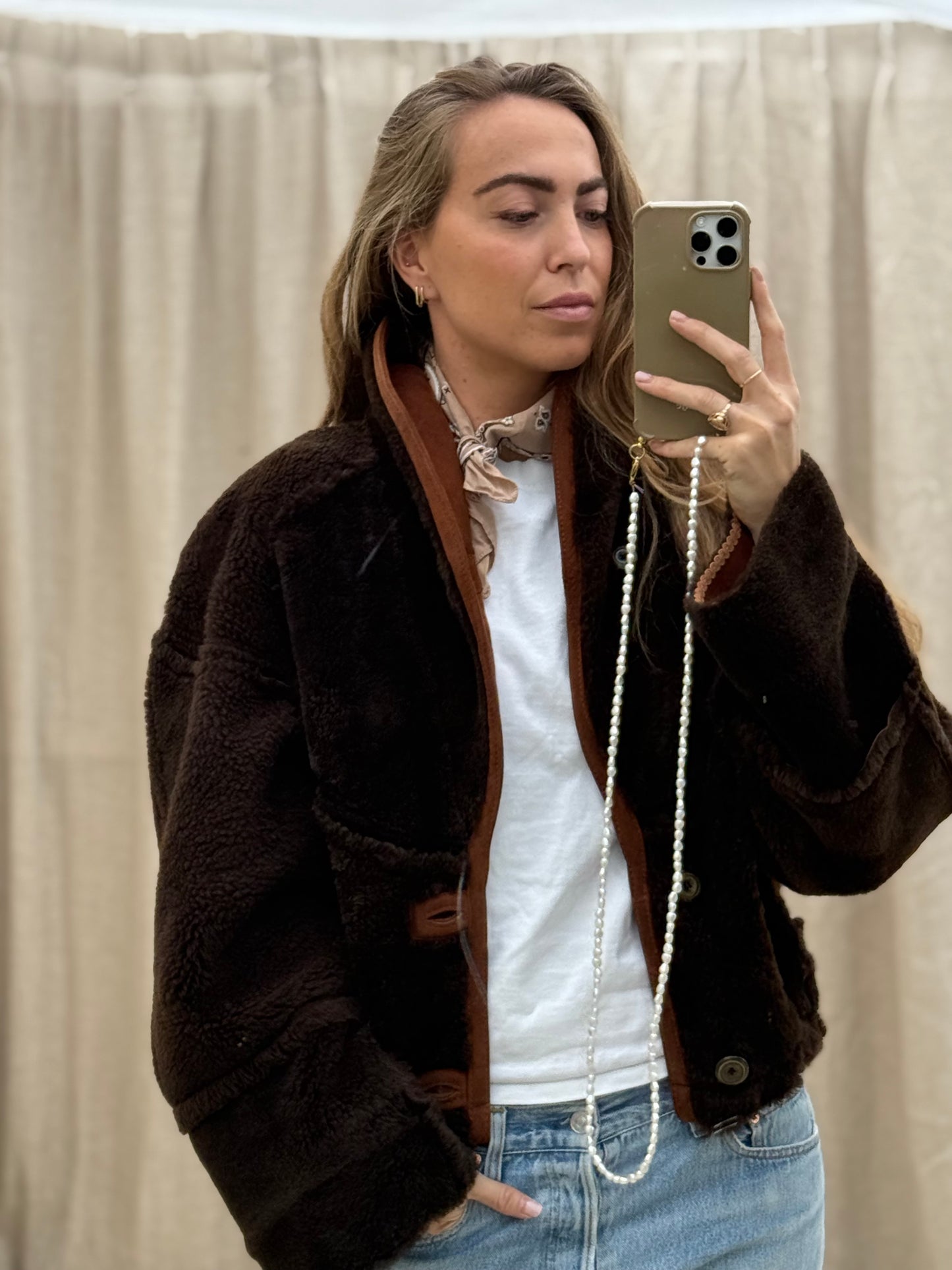 Vintage cropped lammy coat reversible bruin/terra
