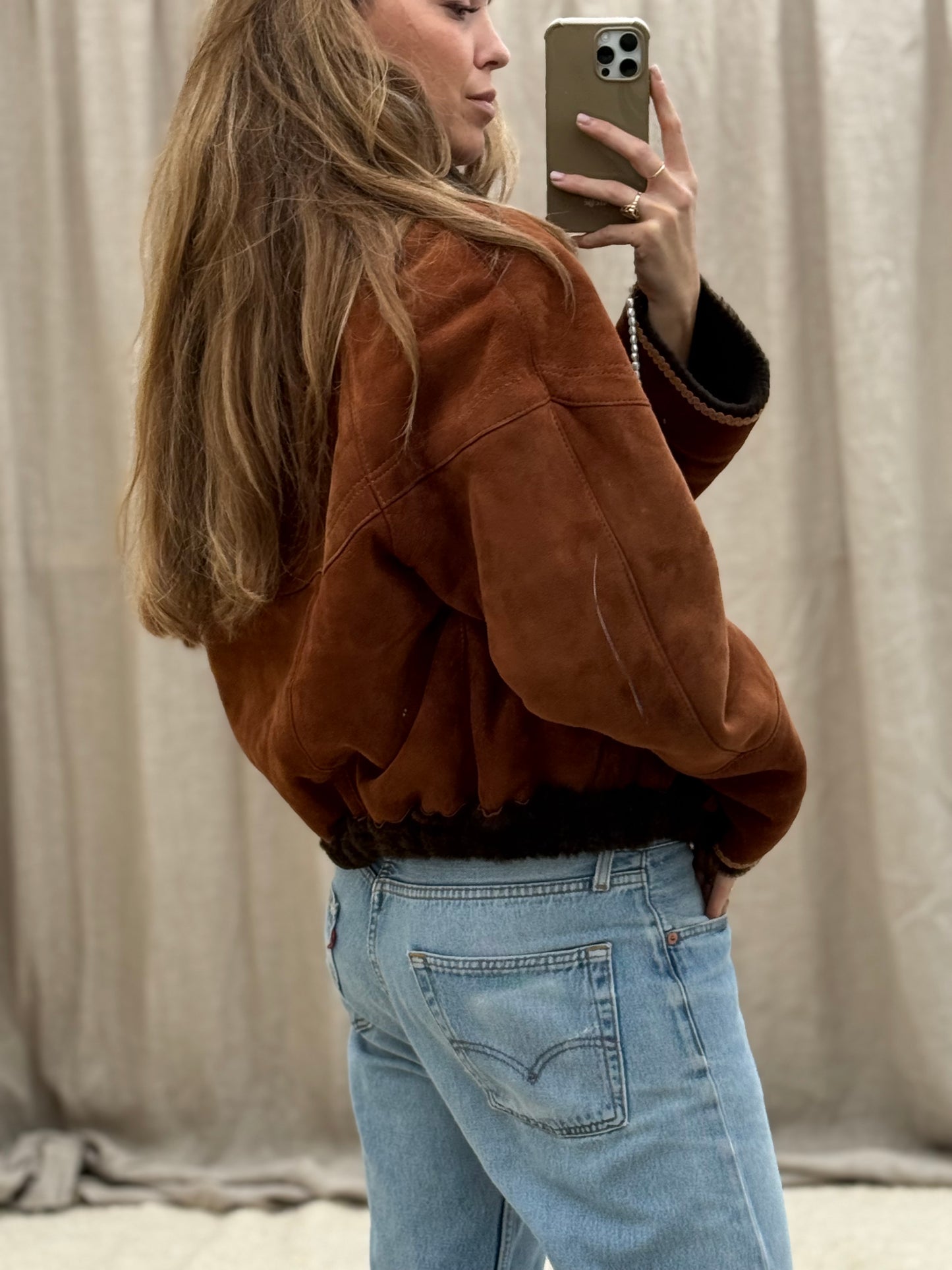 Vintage cropped lammy coat reversible bruin/terra
