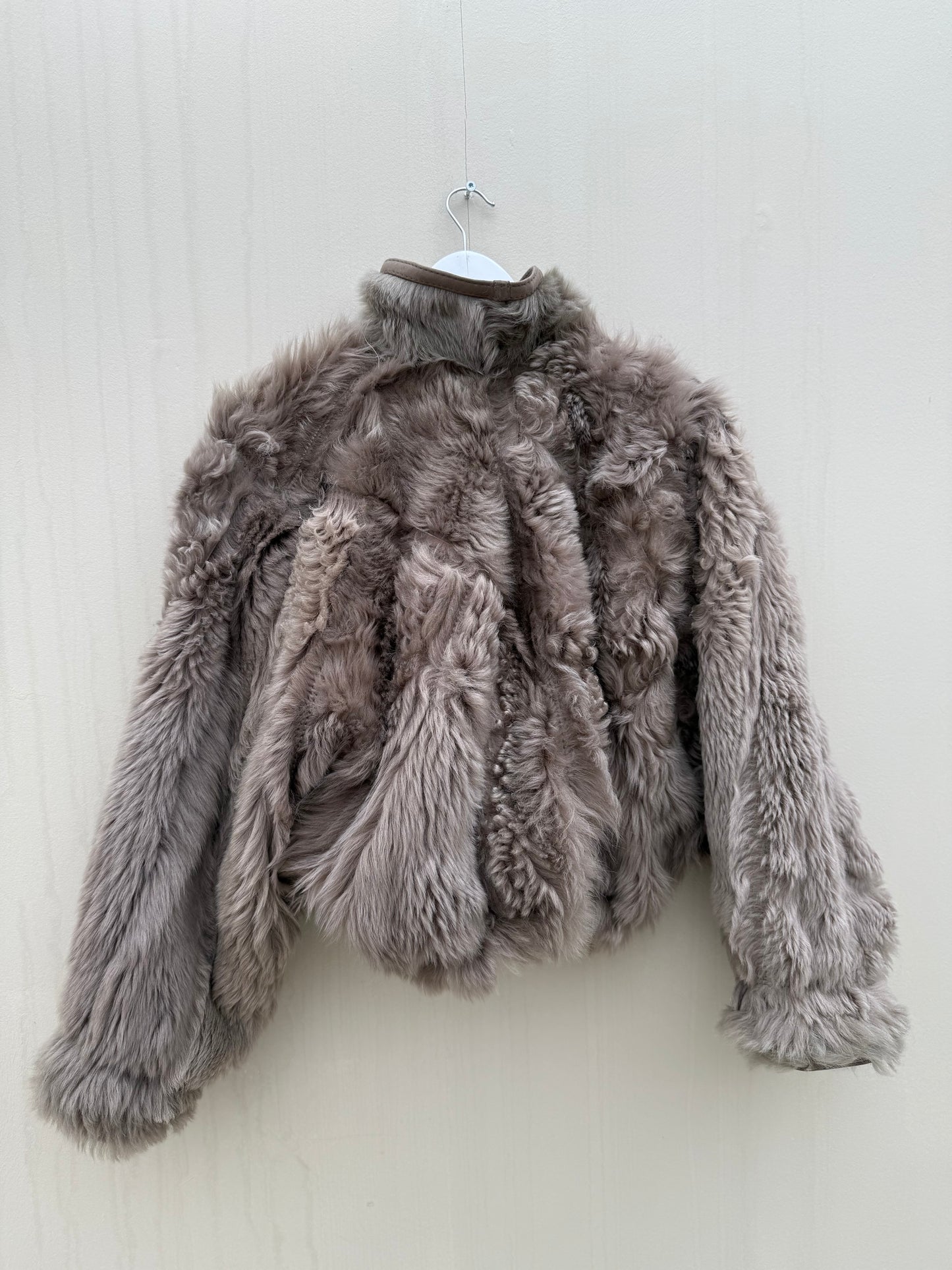 Vintage cropped lammy coat grijs reversible maat S-L