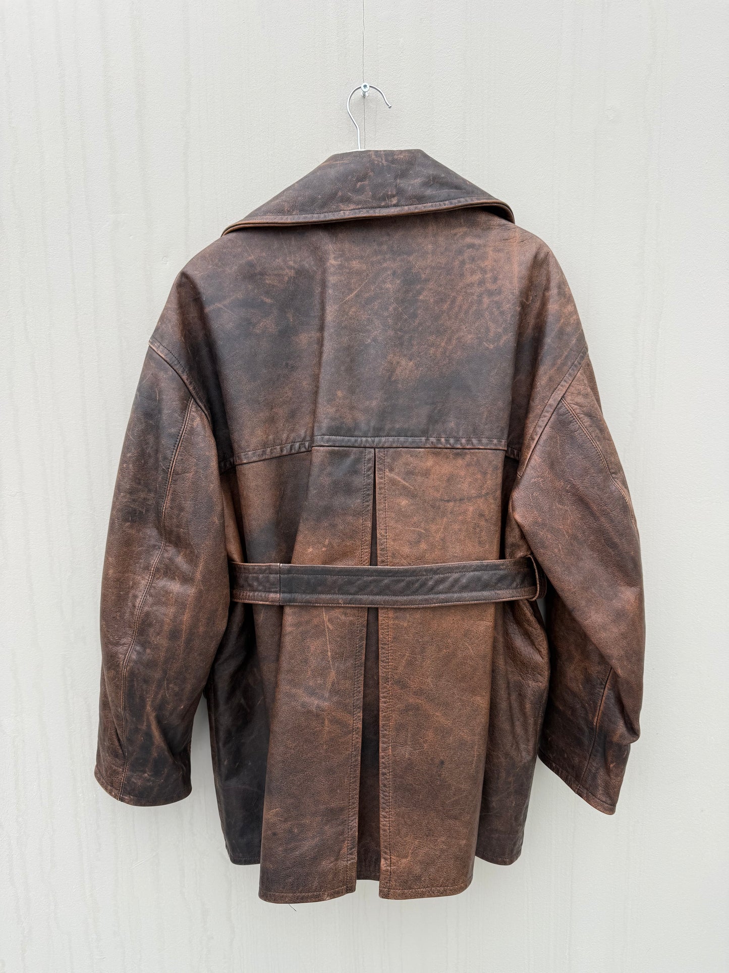 Vintage leren designer jas Jil Sander bruin Musthave Uniek