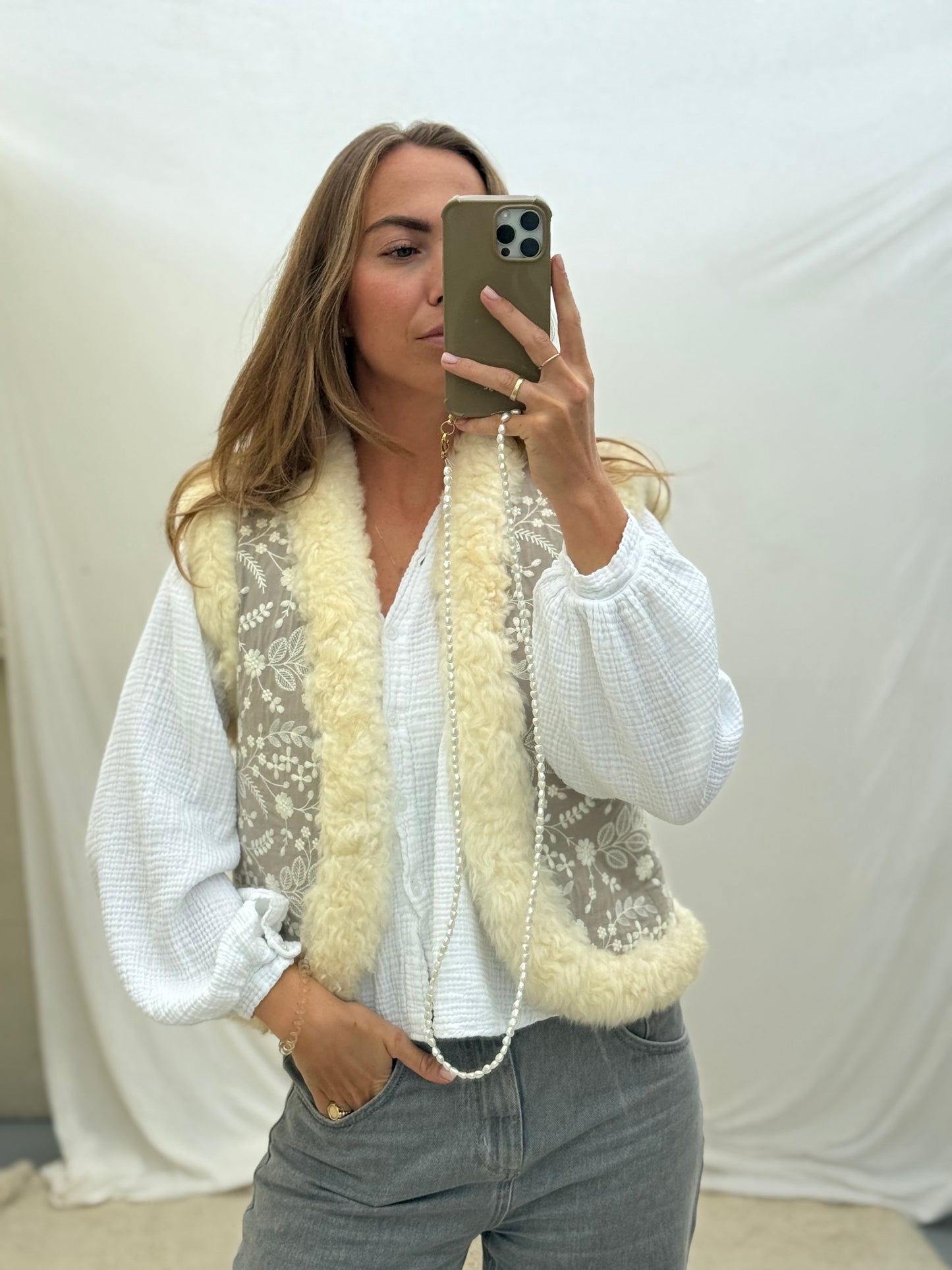 Vintage sheepskin waistcoat re-made maat s bohemien style