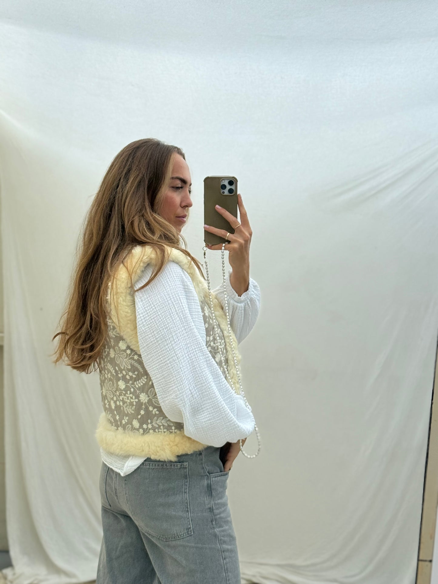Vintage sheepskin waistcoat re-made maat s bohemien style