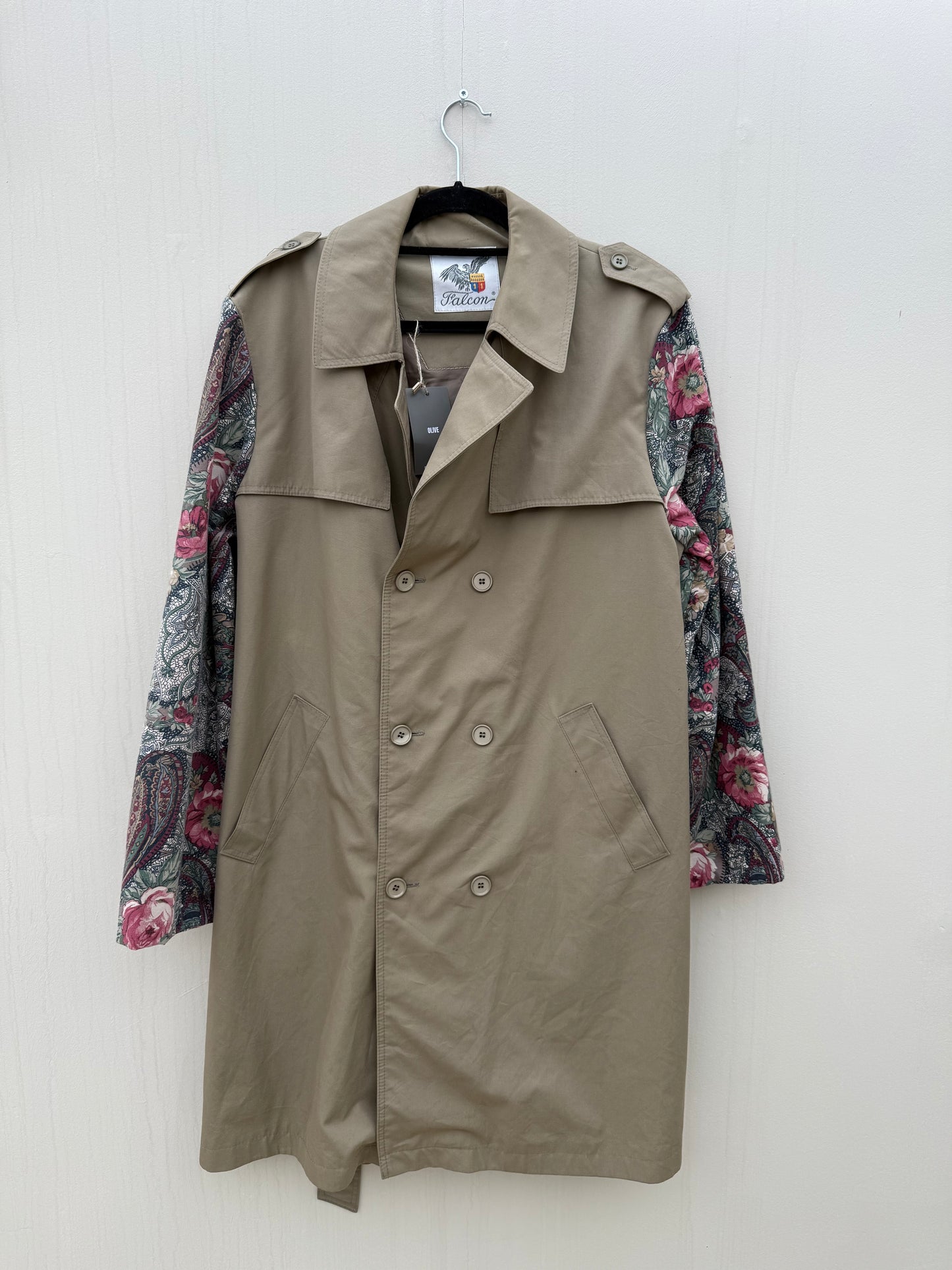 Vintage remade trenchcoat musthave herfst groen flowery