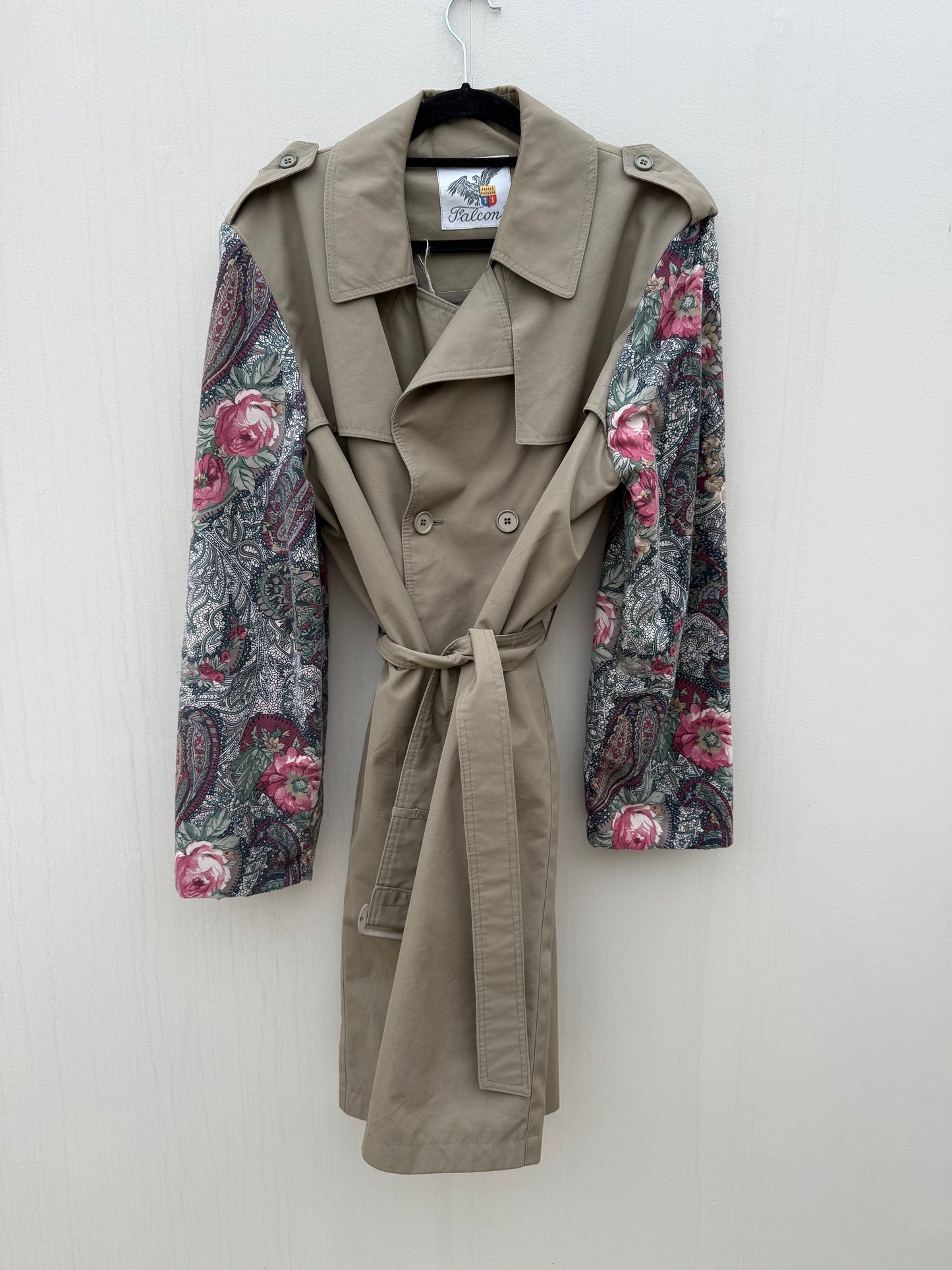 Vintage remade trenchcoat musthave herfst groen flowery