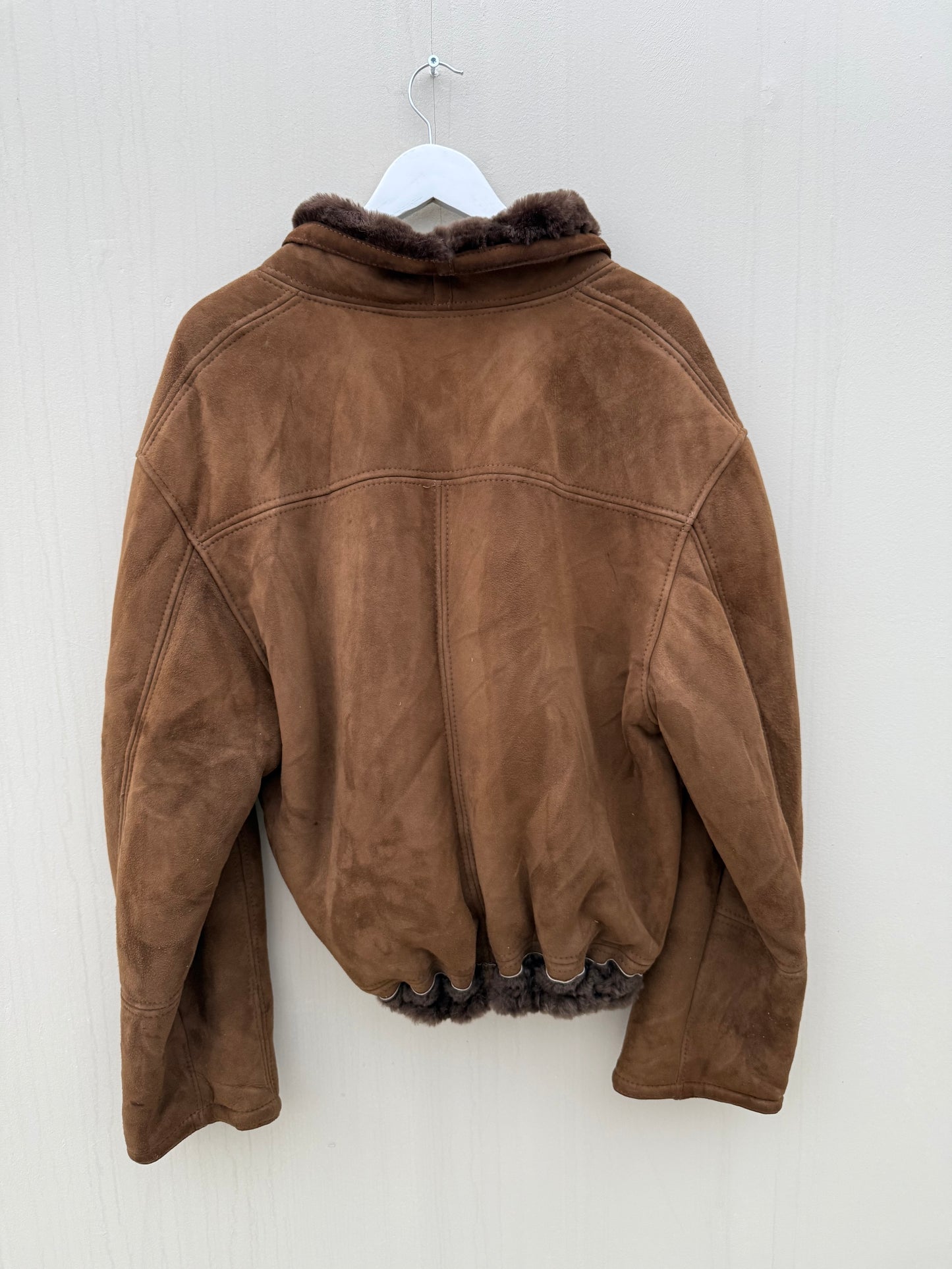 Vintage cropped lammy coat shearling reversible donkerbruin