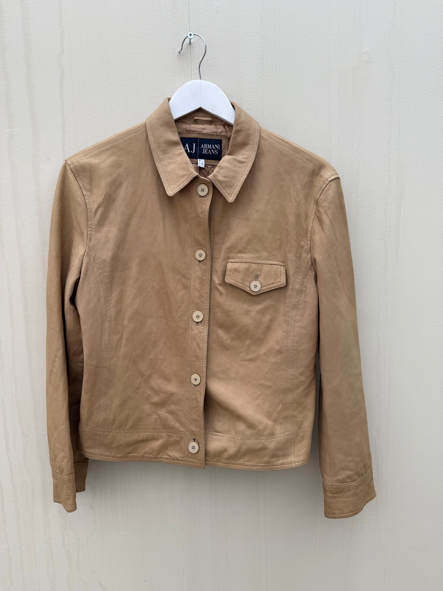 Armani leren jas vintage jacket 00s fitted