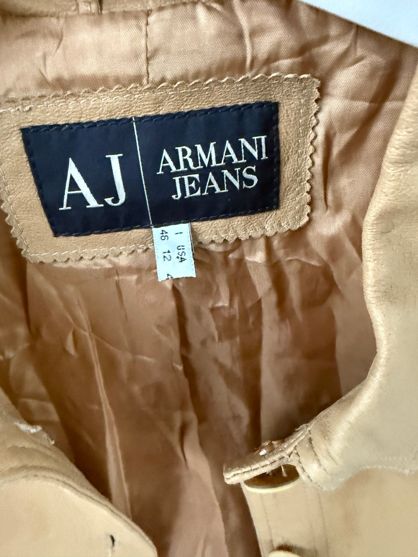 Armani leren jas vintage jacket 00s fitted
