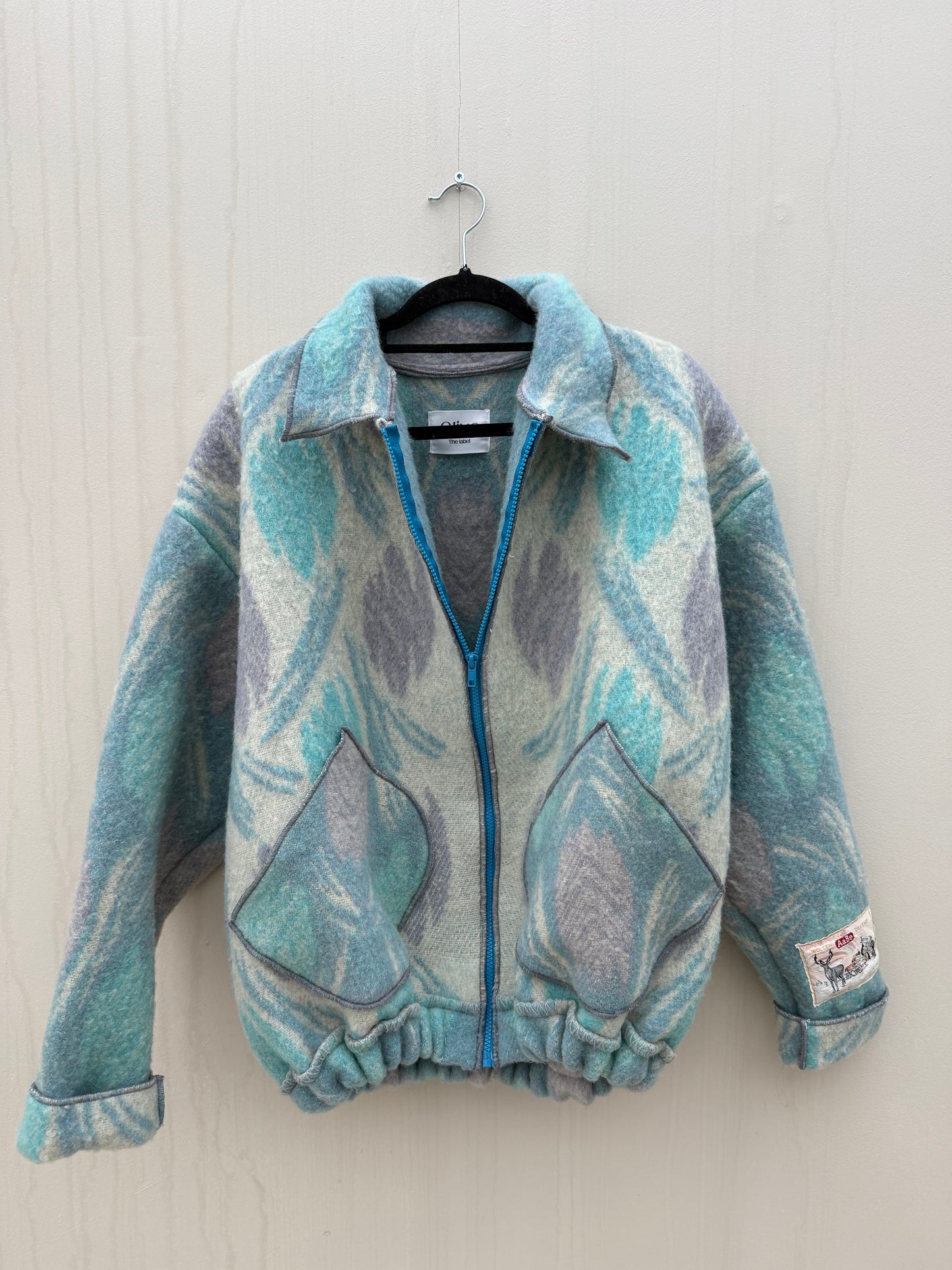 Handgemaakte Bomber vintage wollen dekens sustainable maat L