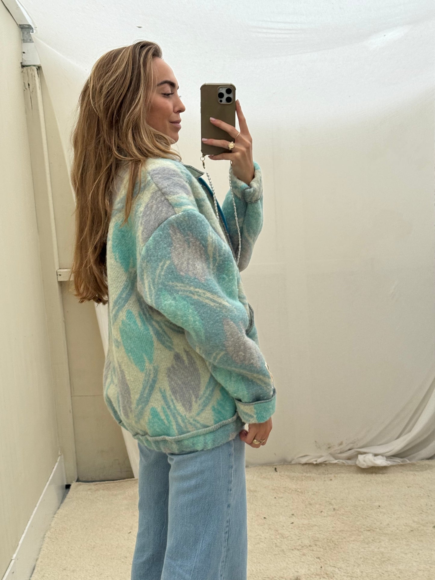 Handgemaakte Bomber vintage wollen dekens sustainable maat L