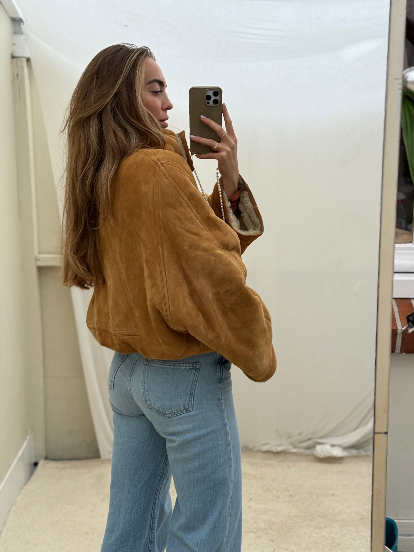 Vintage remade lammy coat reversible cropped model Olive Collectables