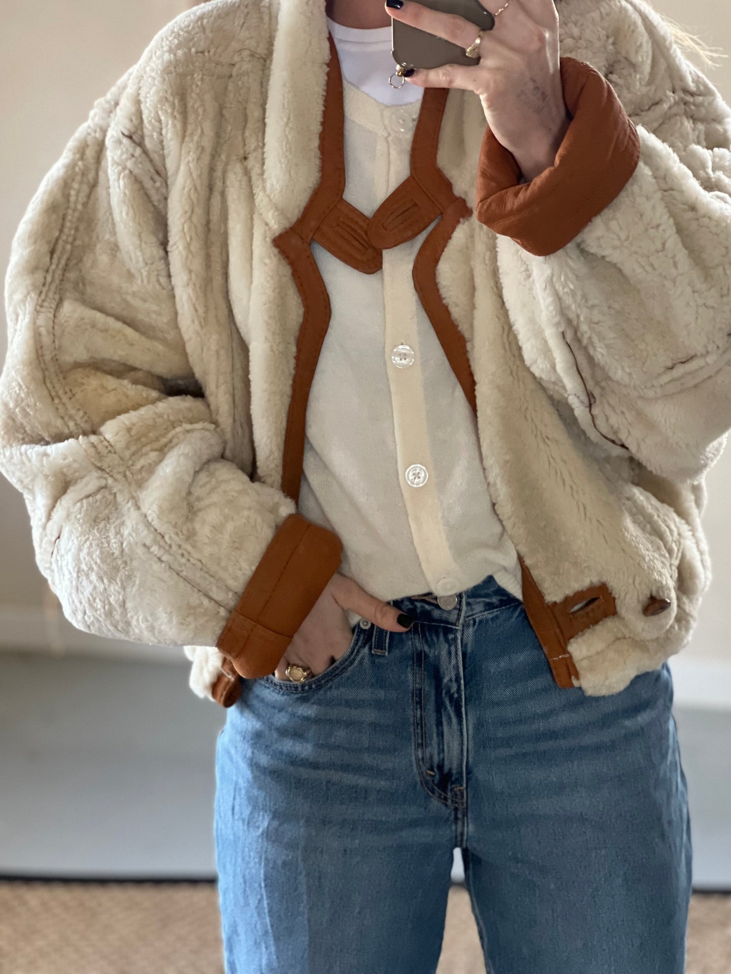Remade cropped lammy Reversible Sheepskin Maat M/L