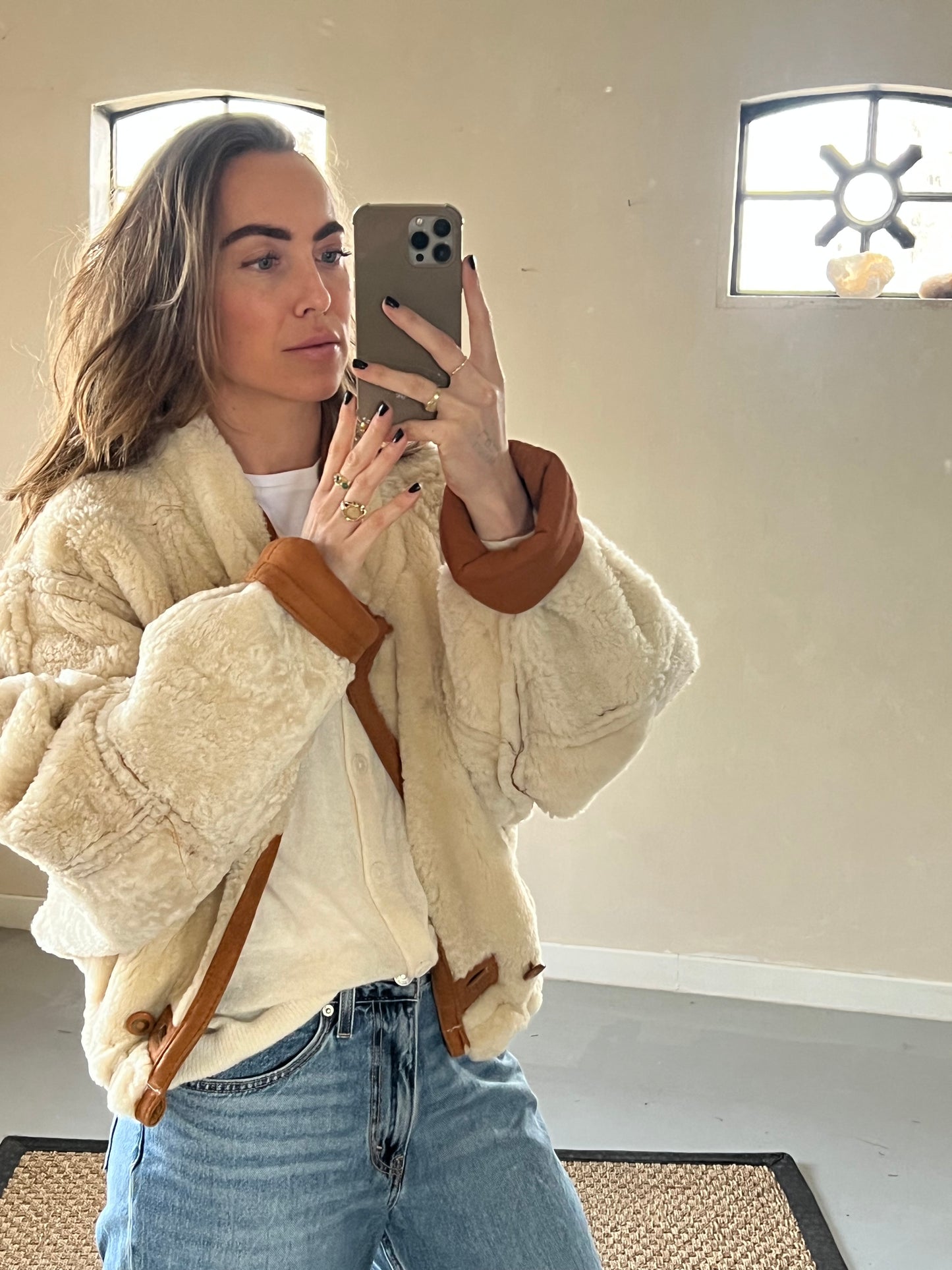Remade cropped lammy Reversible Sheepskin Maat M/L