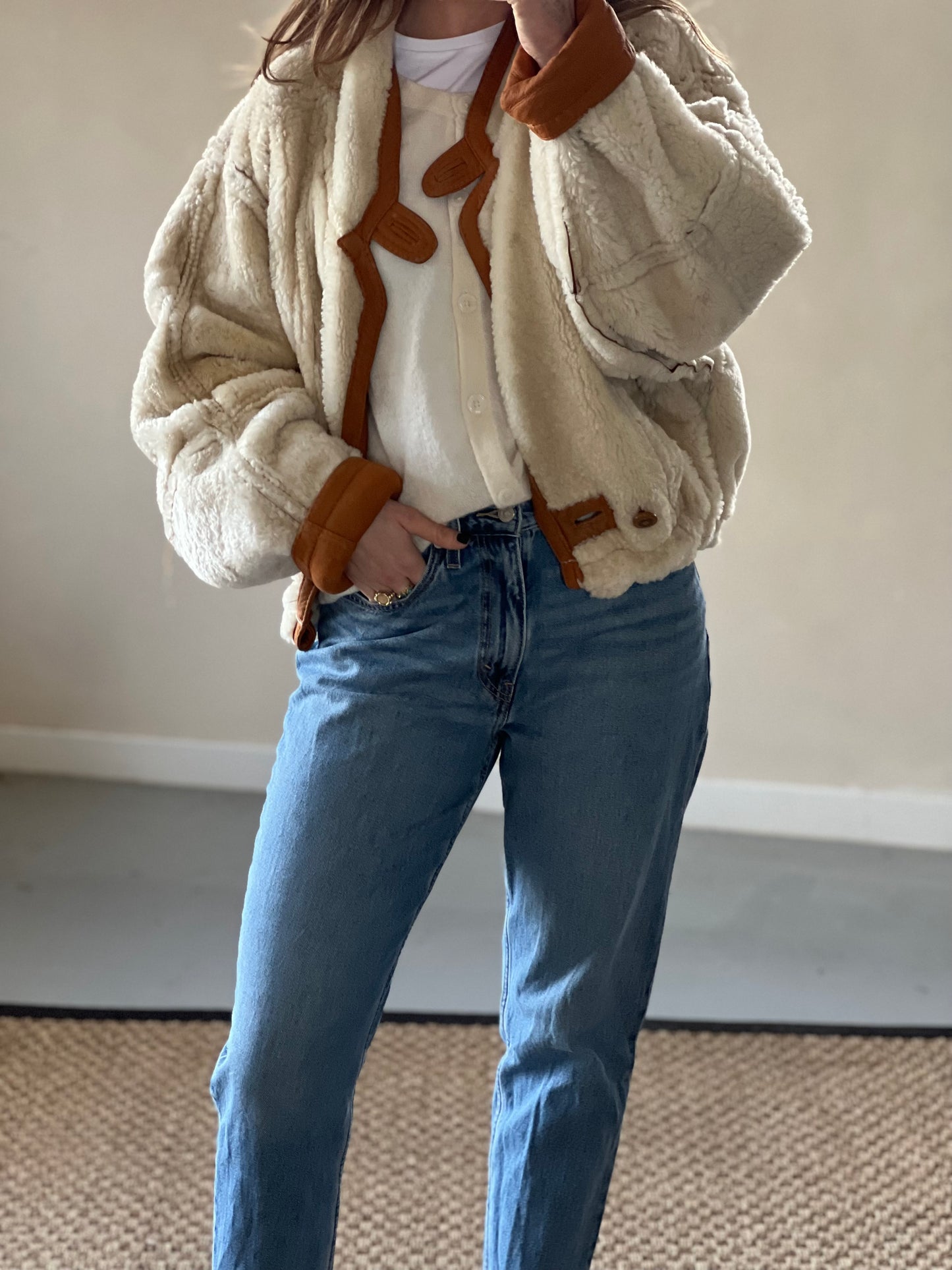 Remade cropped lammy Reversible Sheepskin Maat M/L