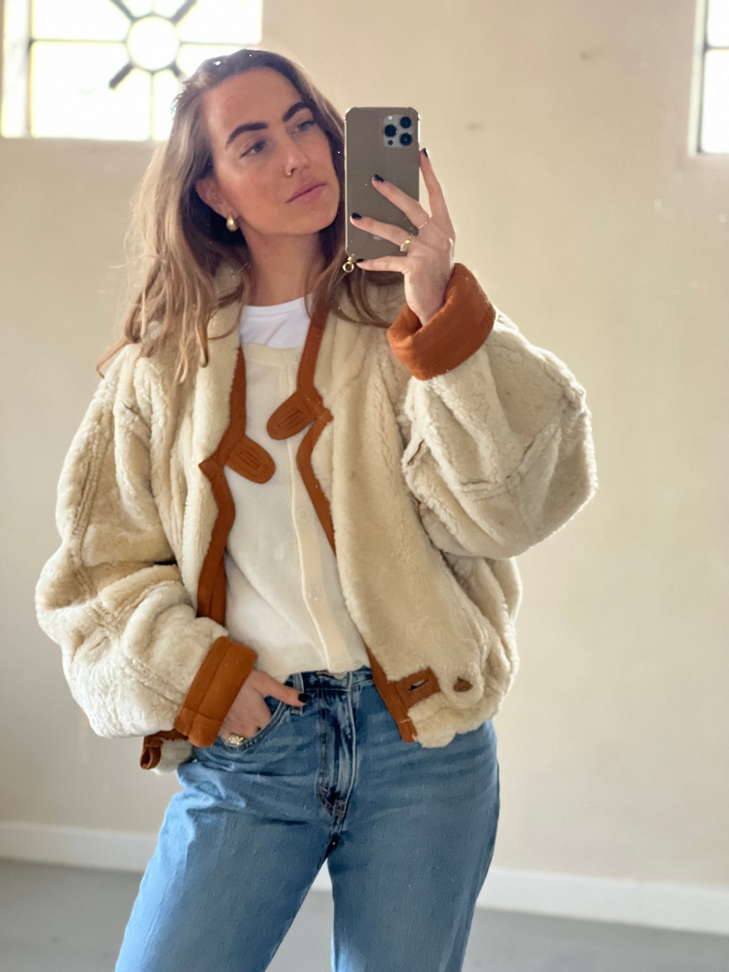 Remade cropped lammy Reversible Sheepskin Maat M/L