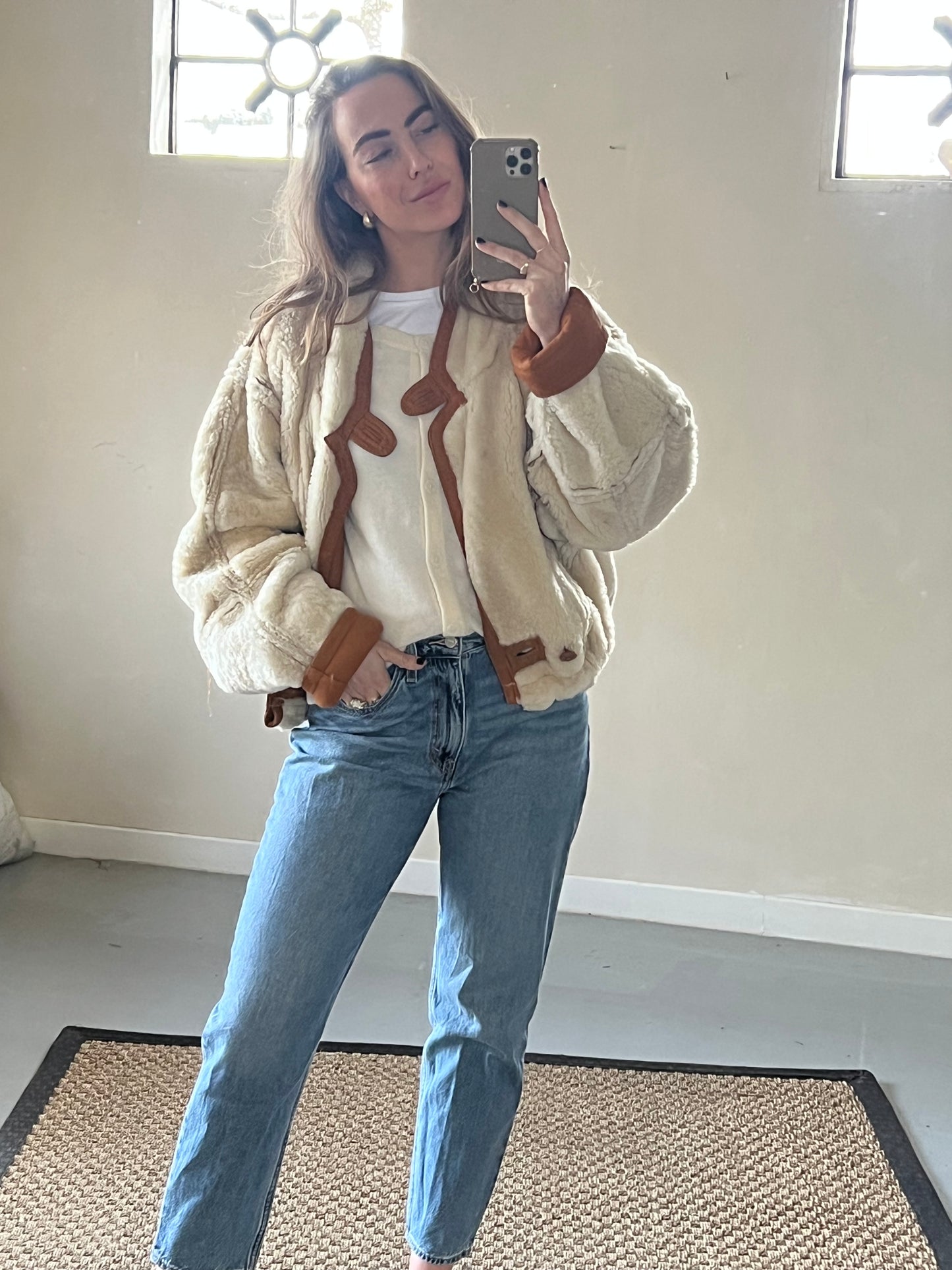 Remade cropped lammy Reversible Sheepskin Maat M/L